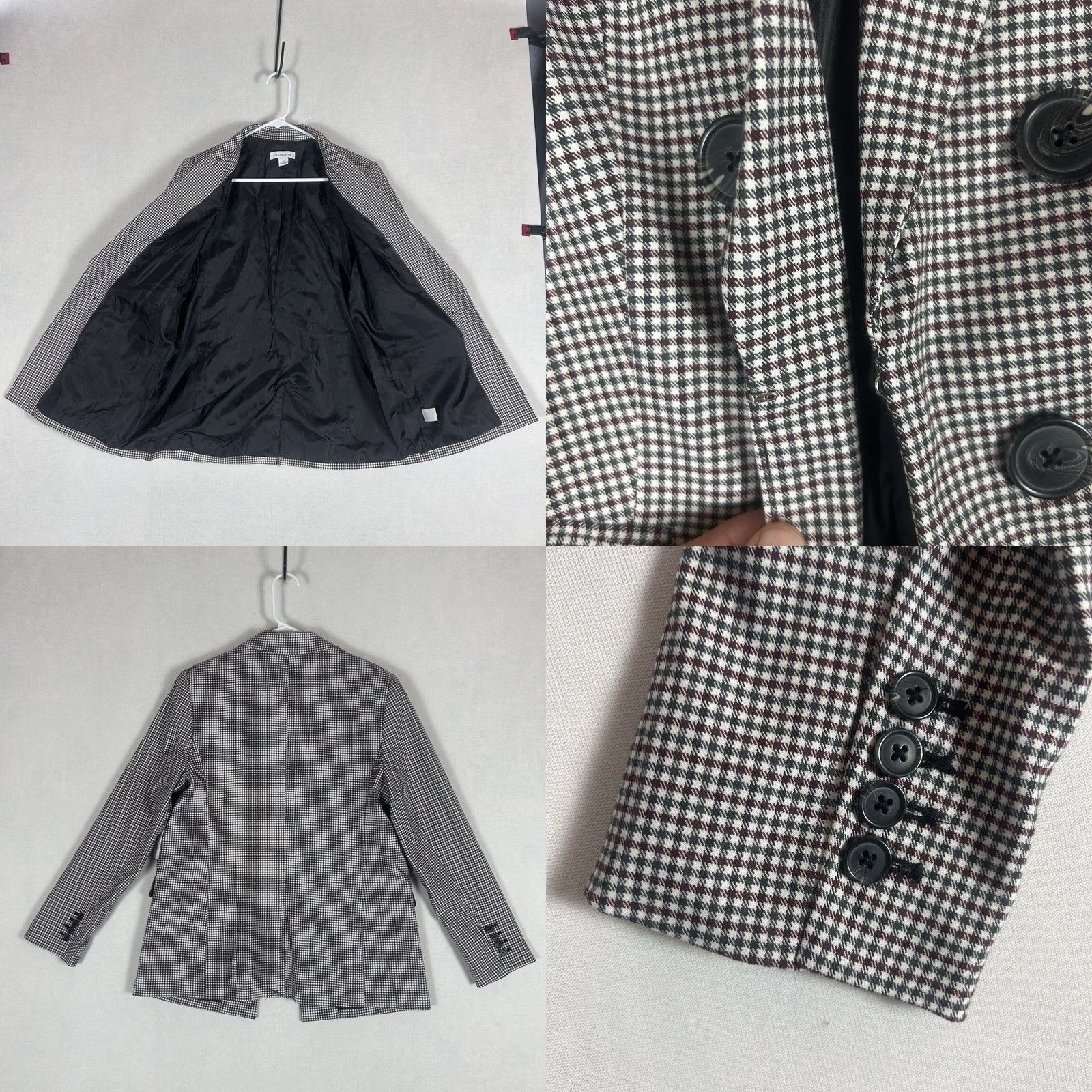 Liz Claiborne Liz Claiborne Blazer Jacket Womens 10 White Plaid Lightweight Lined Pockets NWT Size L / US 10 / IT 46 - 8 Thumbnail