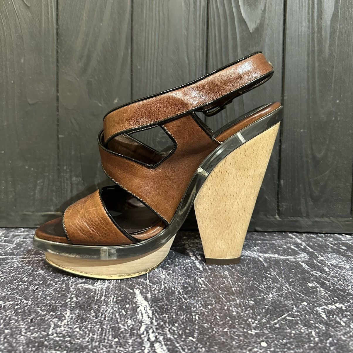 Marni Marni Women’s Leather Slingback Sandals Heels Size 38 Size US 8 / IT 38 - 9 Thumbnail