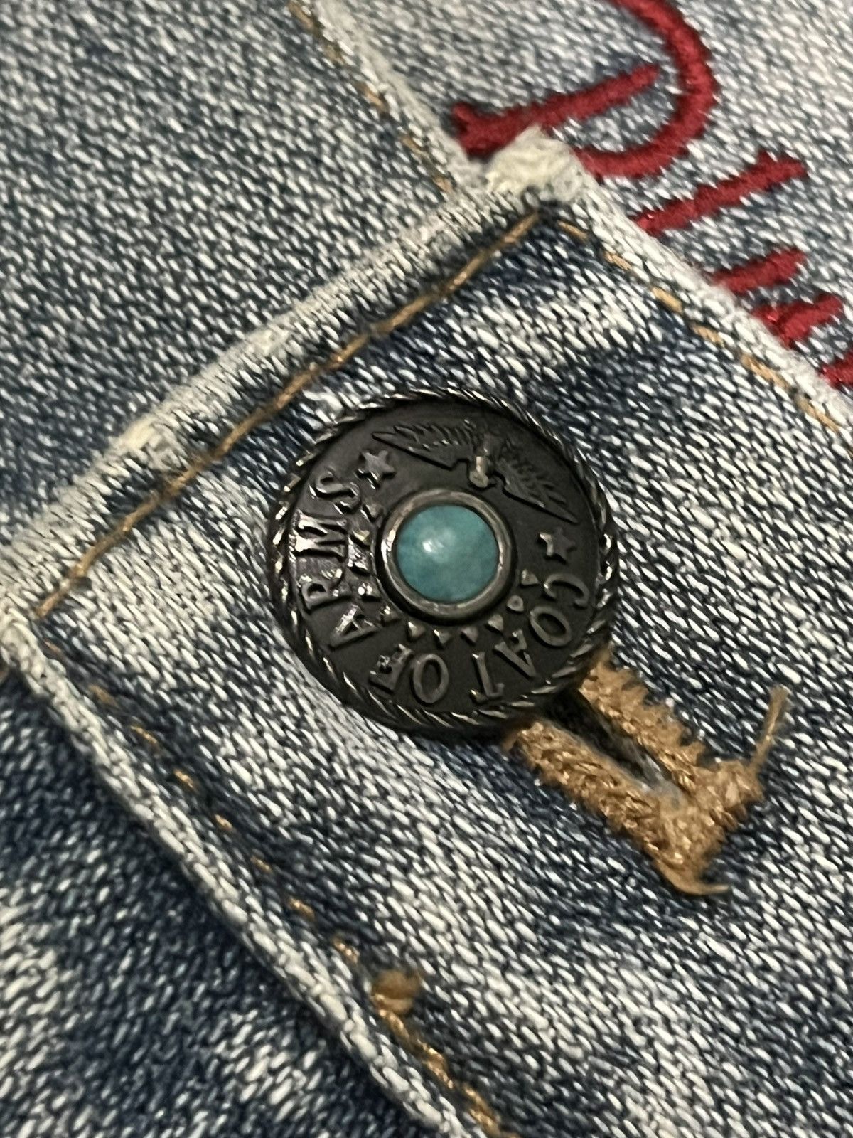 Le Grande Bleu (L.G.B.) ⚡️Sick⚡️Japanese Brand Pluvious Rhinestone Frayed Leg Jeans Size US 34 / EU 50 - 5 Thumbnail