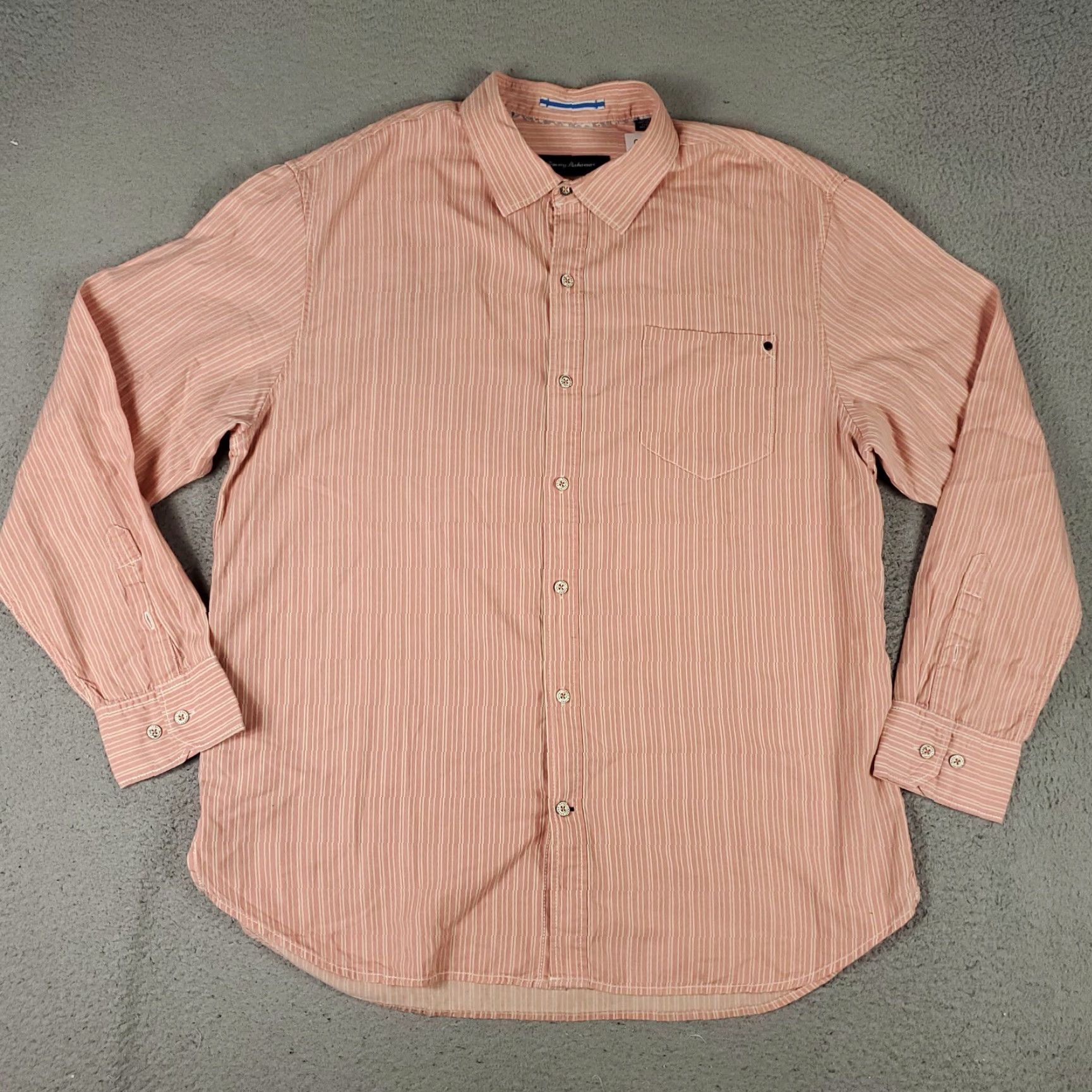 Tommy Bahama Tommy Bahama Button-Up Shirt Mens XL Pink Striped Cotton Long Sleeve Size US XL / EU 56 / 4 - 2 Thumbnail