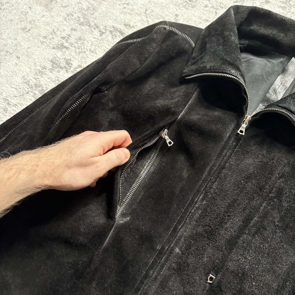 Isaac Sellam Experience Isaac Sellam Suede Leather Spine Jacket Black | Size M Size US M / EU 48-50 / 2 - 5 Thumbnail