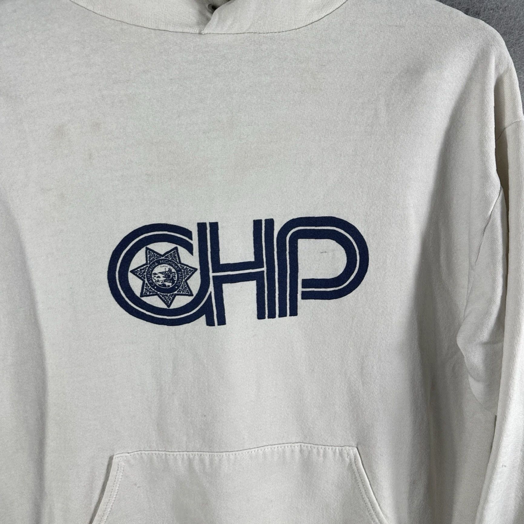 Jerzees VINTAGE Jerzees CHP Hoodie Mens Large Fleece Pullover Highway Patrol Training White Cotton Polyester Logo 90s Retro Sports USA Chest Patch Mens Hoodie Size US L / EU 52-54 / 3 - 4 Thumbnail