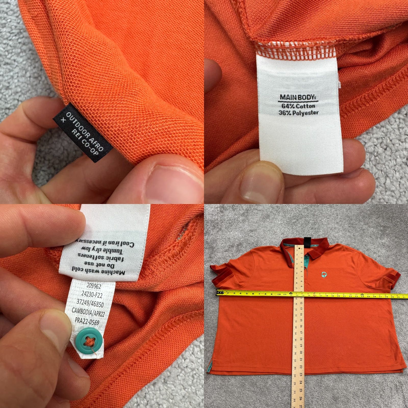 Vintage REI Shirt Mens 2XL Orange Outdoor Casual Polo Afro Co-Op Size US XXL / EU 58 / 5 - 8 Thumbnail