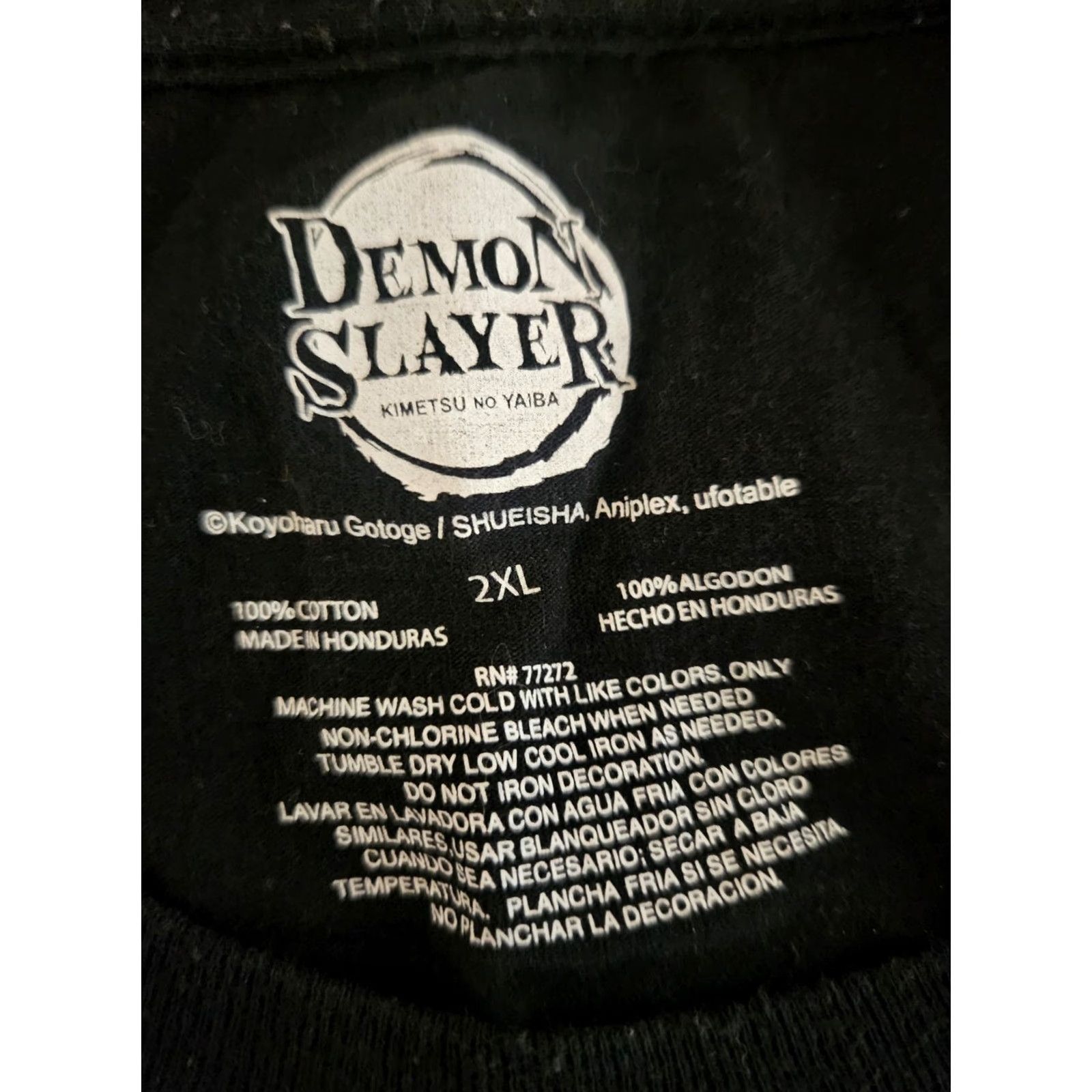 Vintage Demon Slayer T-Shirt Black Anime Character Eyes Graphic 2XL Mens Regular Short Sleeve Round Neck Bag for Men Size US XXL / EU 58 / 5 - 2 Thumbnail