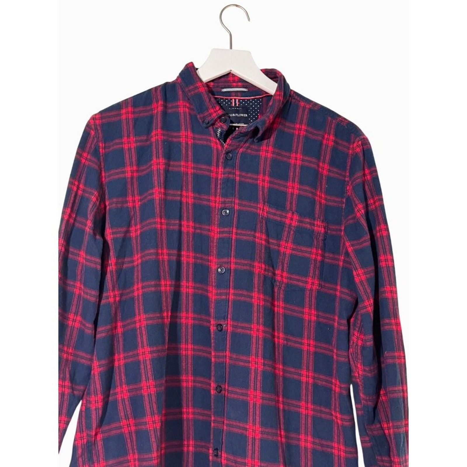 Other Denim & Flower Shirt Men's XL Flannel Casual Red/Blue Plaid Size XL / US 12-14 / IT 48-50 - 3 Thumbnail