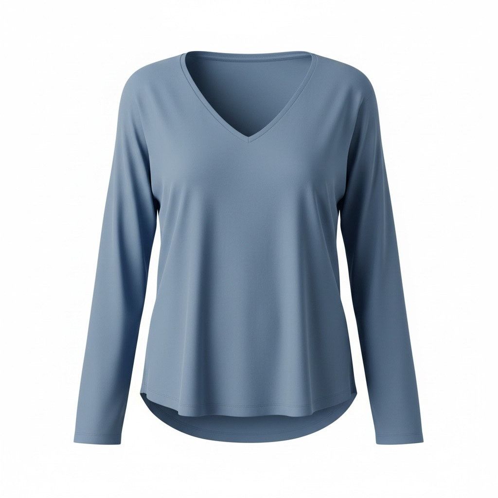 Loft LOFT Women’s Blue V-Neck Long Sleeve Top Size Small Size S / US 4 / IT 40 - 1 Thumbnail