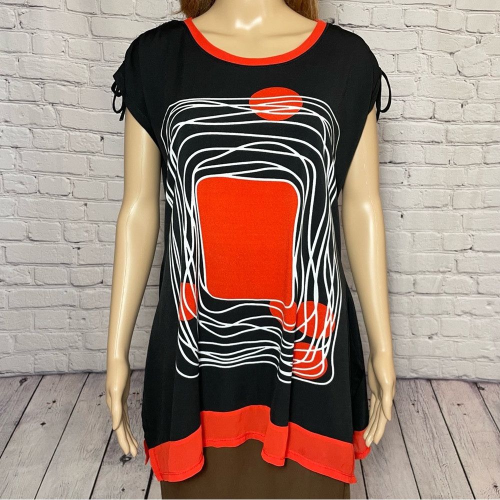 Other Patrizia Luca Black Red Short Sleeve Top Size S Size S / US 4 / IT 40 - 2 Thumbnail