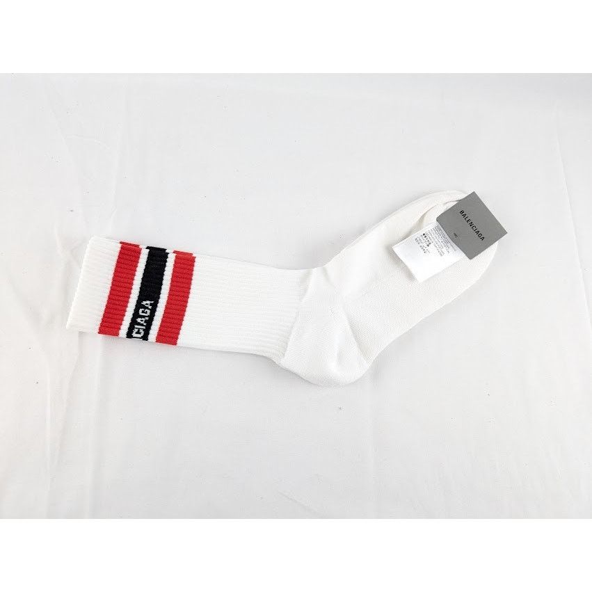Balenciaga o1rshd1 Size: XL / Stripe Socks in White/Black/Red Size ONE SIZE - 2 Thumbnail