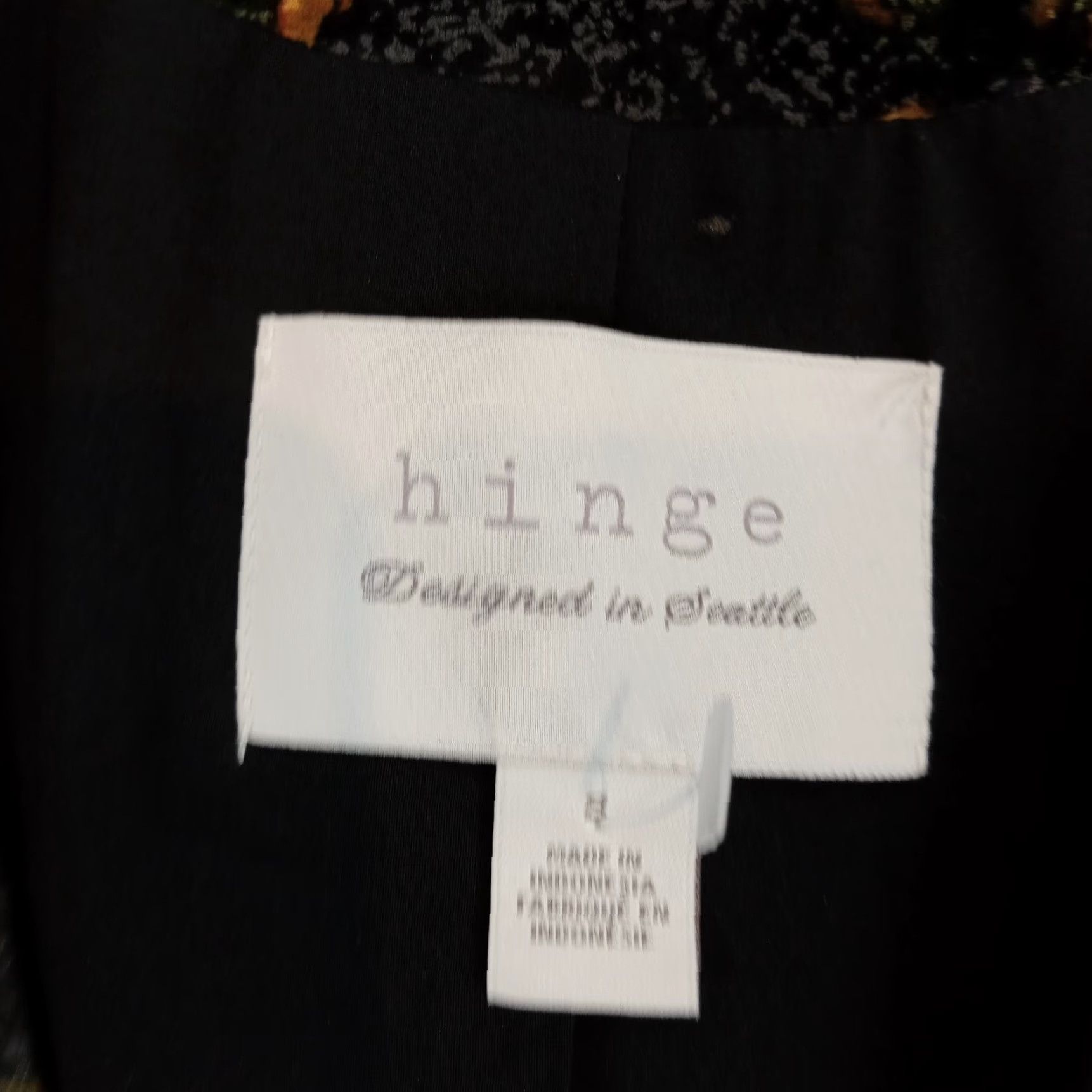 Vintage Hinge Women's Small Black Floral Long Sleeve Jacket Open Front Office Casual Fall Spring Size S / US 4 / IT 40 - 5 Thumbnail