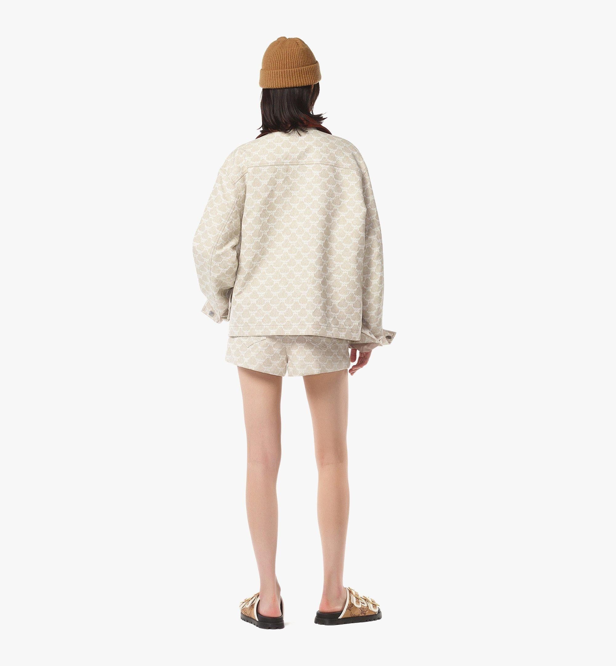 MCM o1mt1gz0925 Lauretos Denim Jacquard Shorts in Beige Size 27" / US 4 / IT 40 - 5 Thumbnail