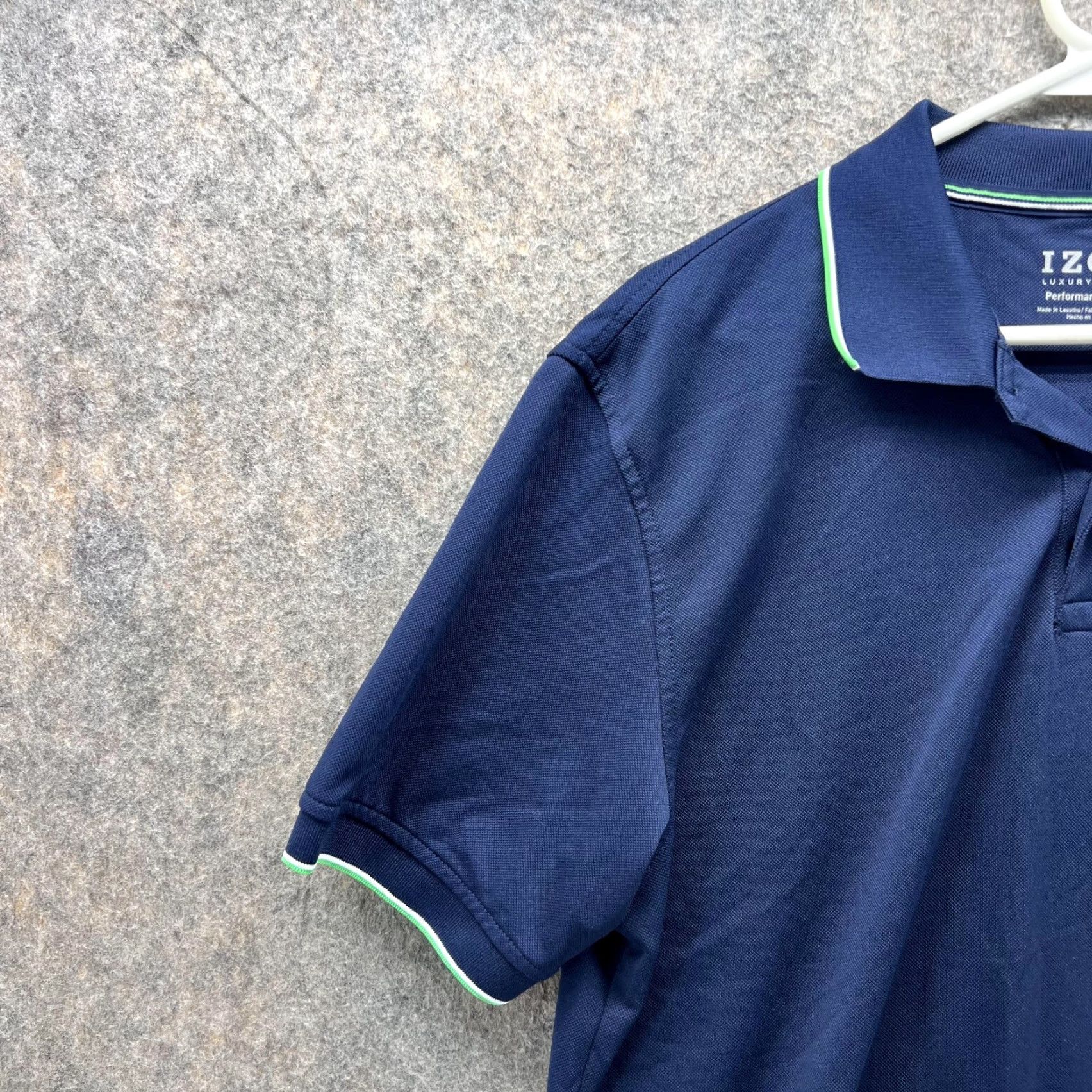 Izod Izod Polo Shirt Men Medium Adult Blue Navy Performance Polyester Shirt M Regular Black? Size US M / EU 48-50 / 2 - 3 Thumbnail