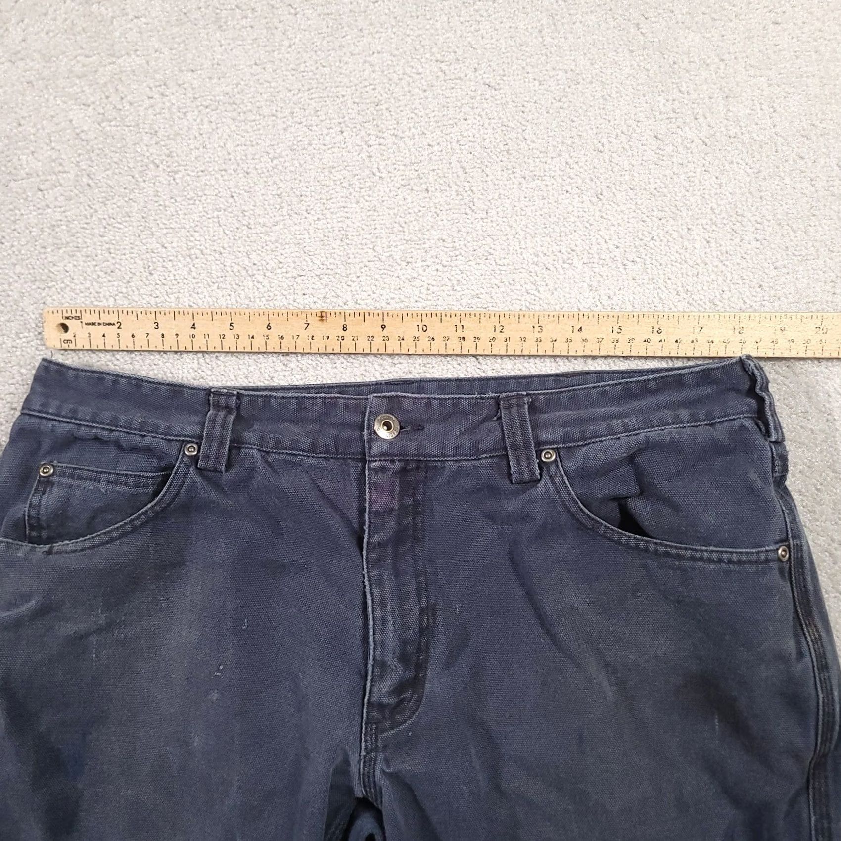 CO Duluth Trading Co Mens Pants Navy Canvas Torn Ripped Stained Flawed Grunge 38x30 Size US 38 / EU 54 - 3 Thumbnail