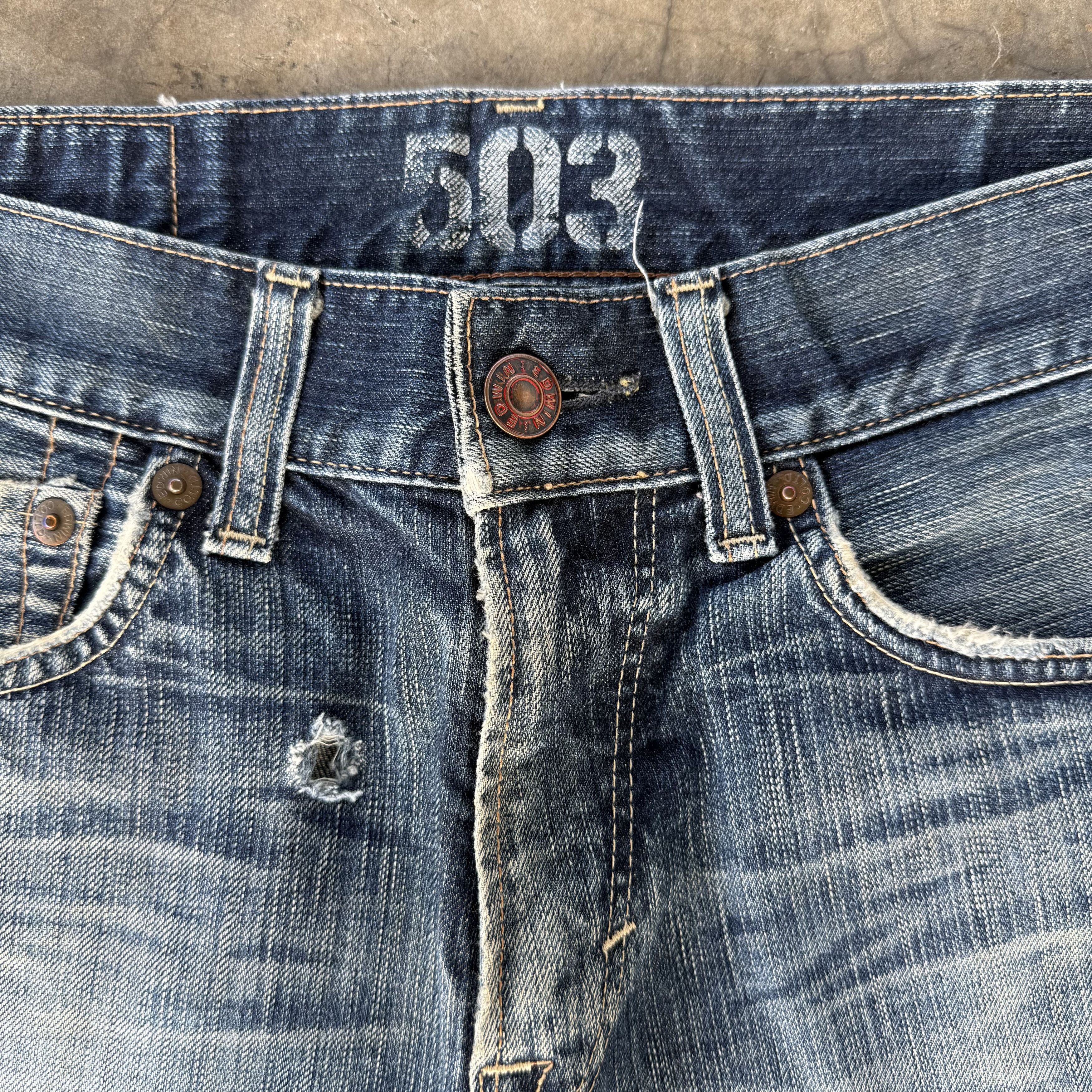 Edwin W33 Vintage Edwin 503 Faded Stone Wash Denim Jean Size US 33 - 4 Thumbnail