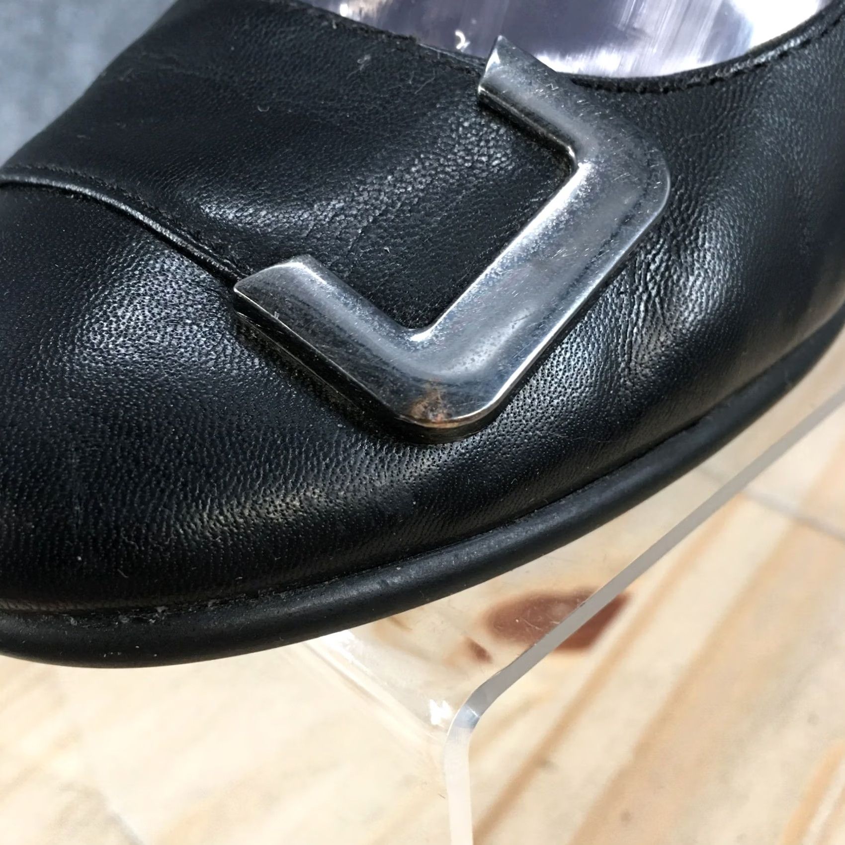 Vintage Aerosoles Heels Womens 7.5 Block Heels Slip On Dress Pumps Black Faux Leather Size M / US 6-8 / IT 42-44 - 6 Thumbnail
