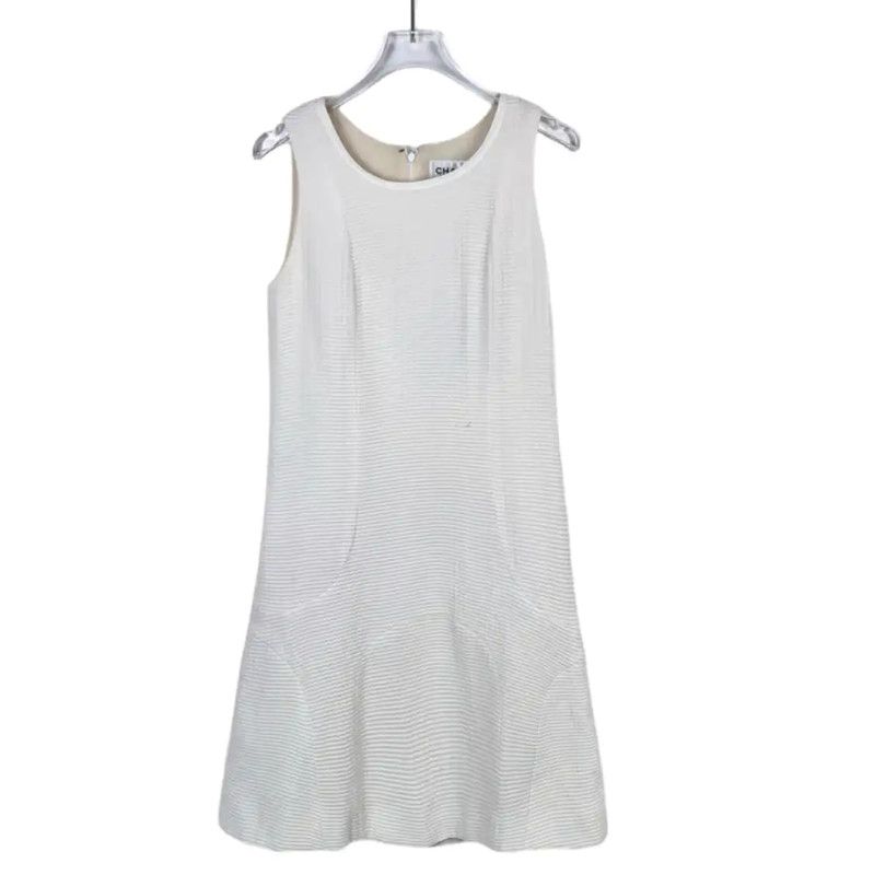 Chanel Chanel White Cotton Sleeveless Dress for Women 0089 Size XS / US 0-2 / IT 36-38 - 1 Thumbnail