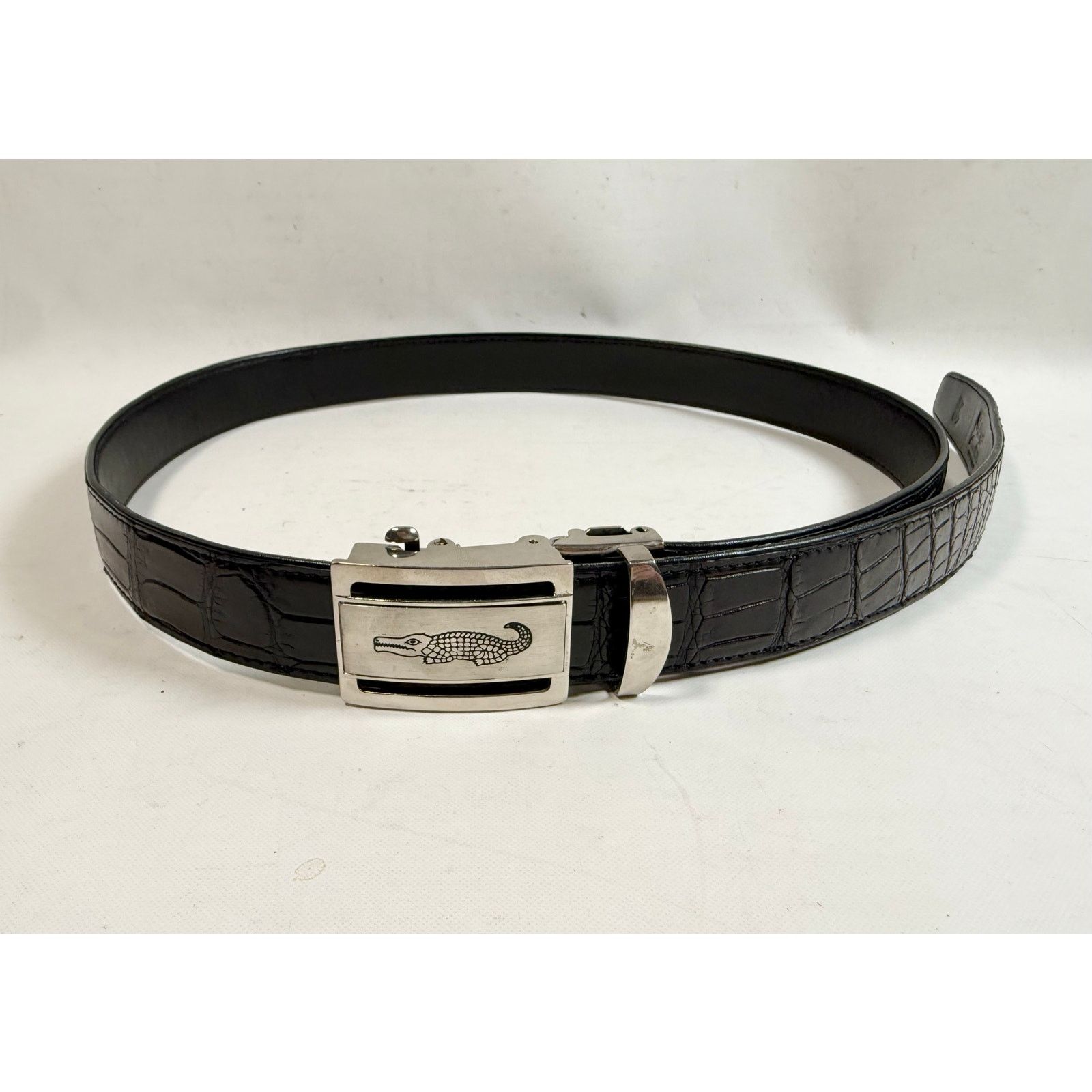 Vintage NWOT Auto Locking Crocodile Belly Skin Belt size 46 Size 46 - 2 Thumbnail