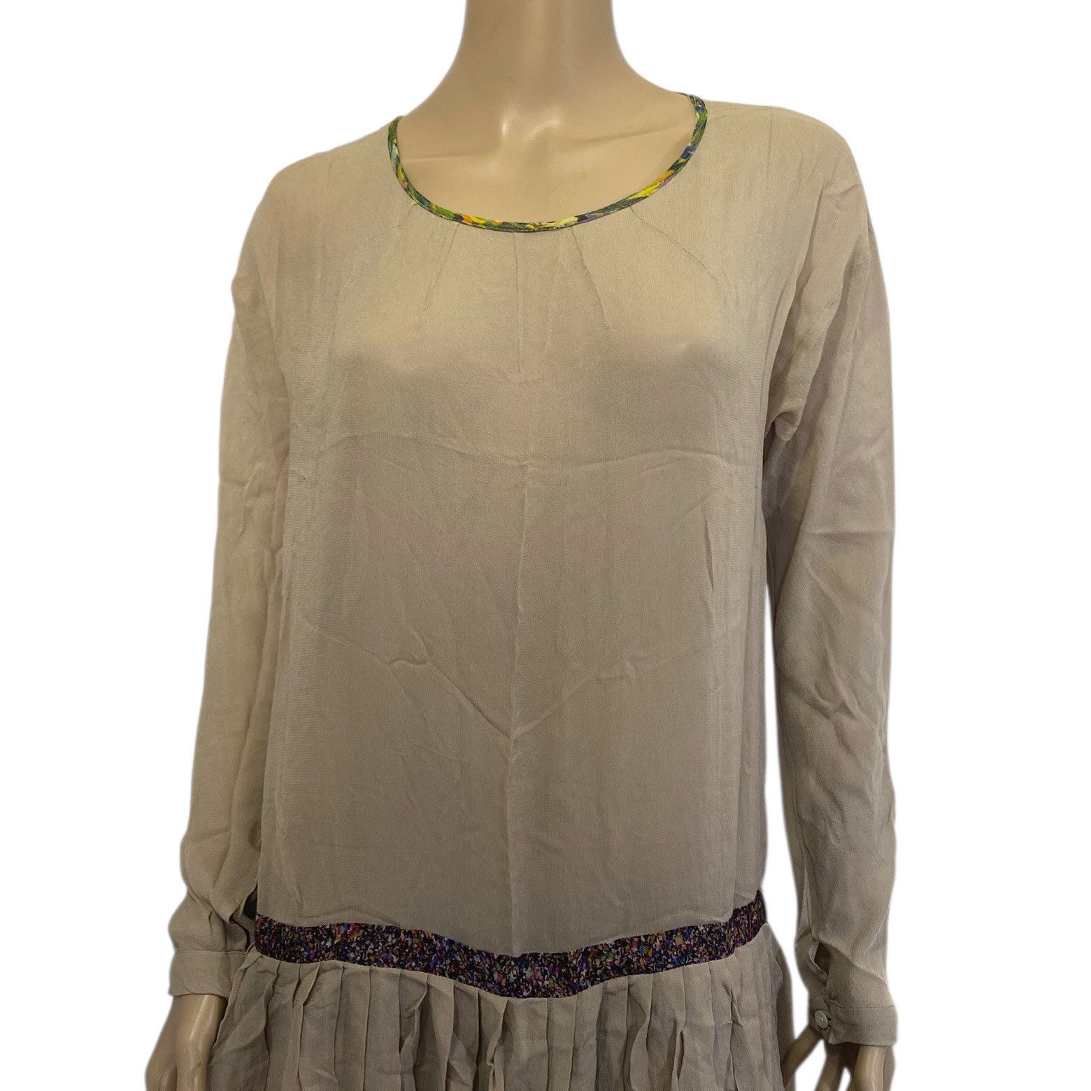 Dries Van Noten FW 2008 Beige Drop Waist Runway Dress Size XS / US 0-2 / IT 36-38 - 5 Thumbnail