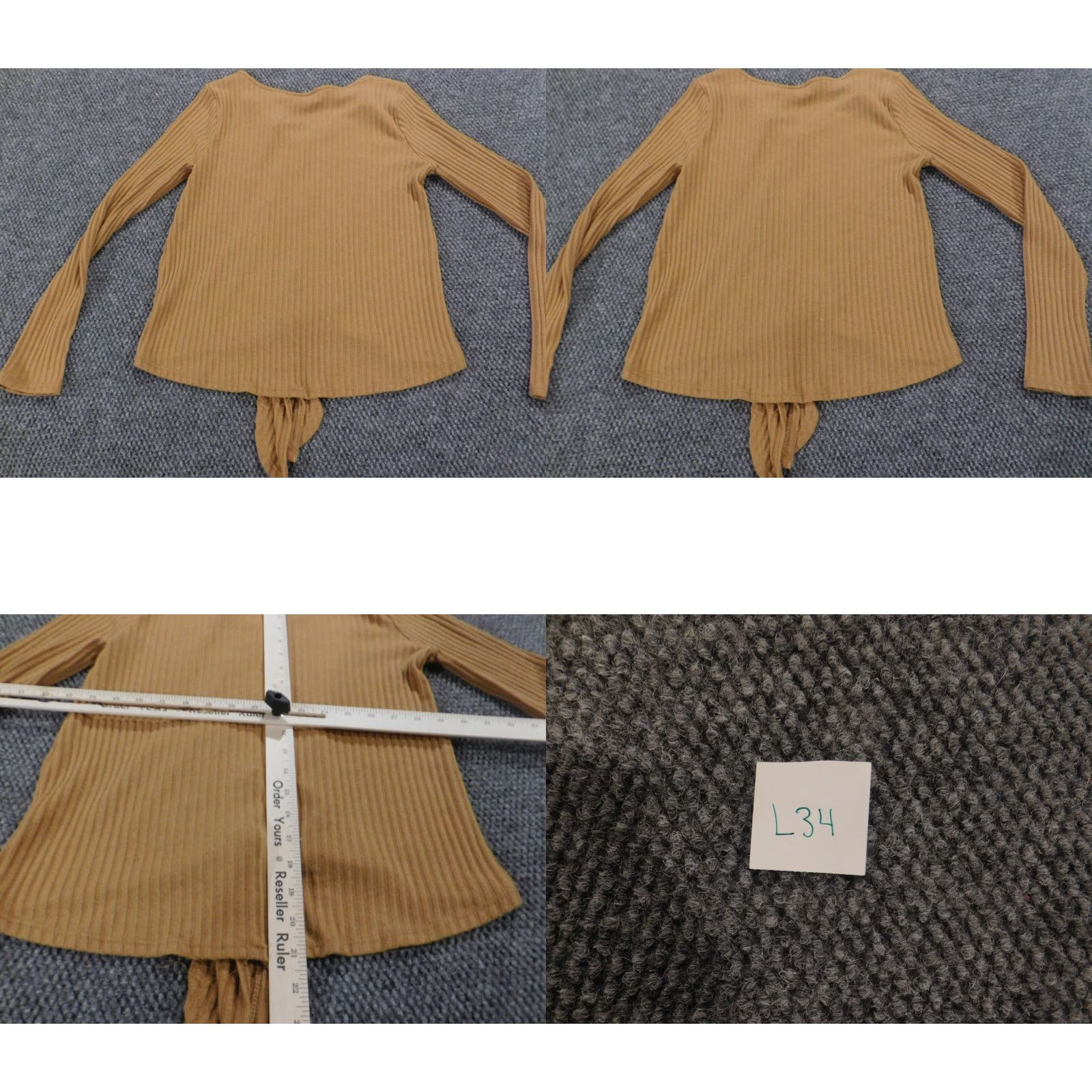 Vintage Jun & Ivy Womens Blouse M Brown Solid Round Neck Long Sleeve Pullover Button-Up Top Size M / US 6-8 / IT 42-44 - 8 Thumbnail