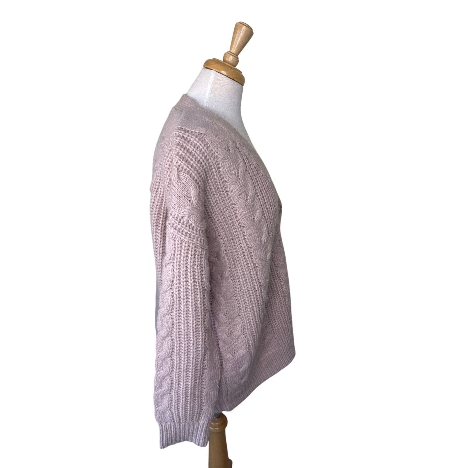 Other JENNI KAYNE Wool & Alpaca CABLE COCOON Cardigan Blush XXS Size XXS / US 00 / IT 34 - 4 Thumbnail