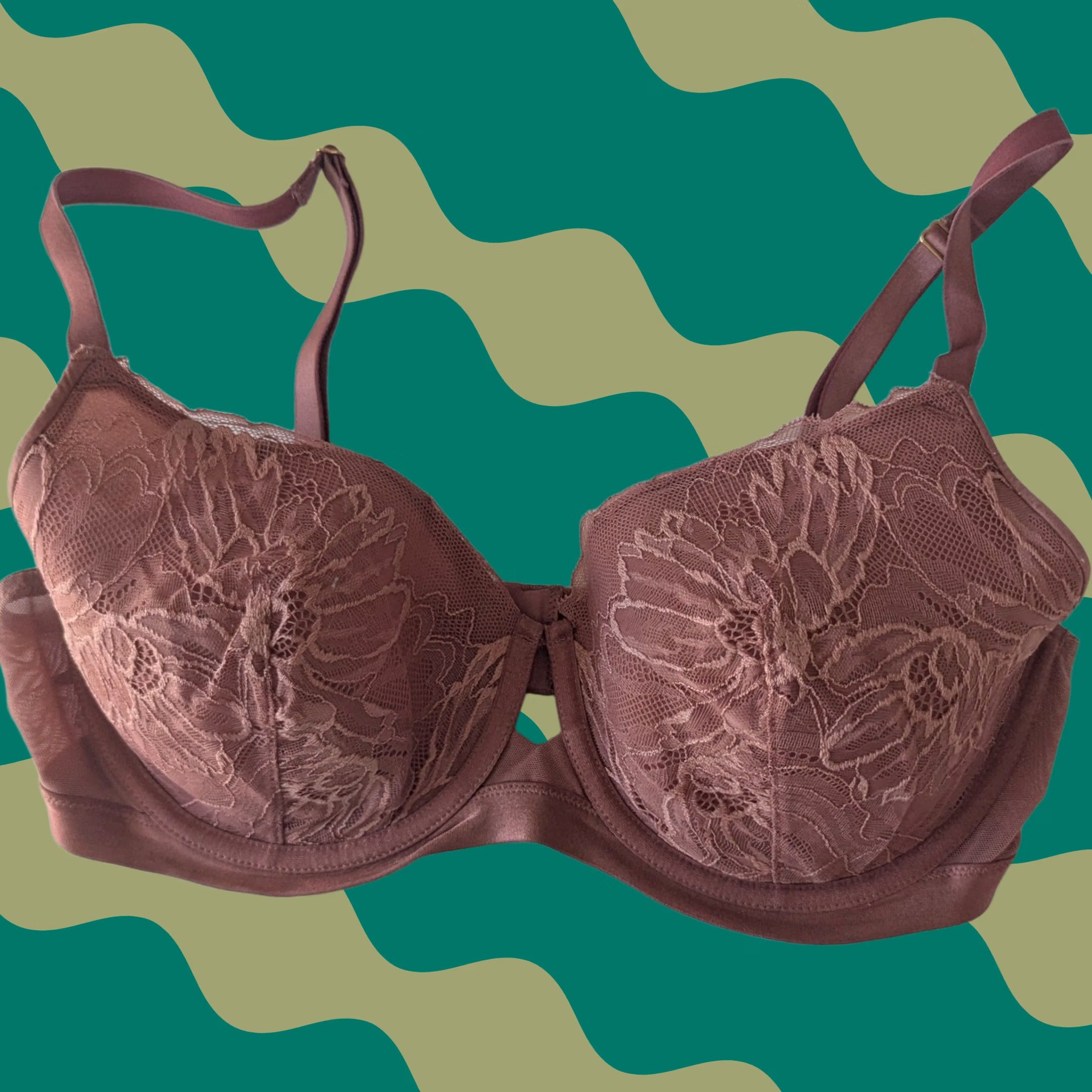 Vintage Soma Lightly Lined Perfect Coverage Bra 36D Mauve Lace Underwire Full Coverage Bra Mens Womens Size ONE SIZE - 1 Thumbnail