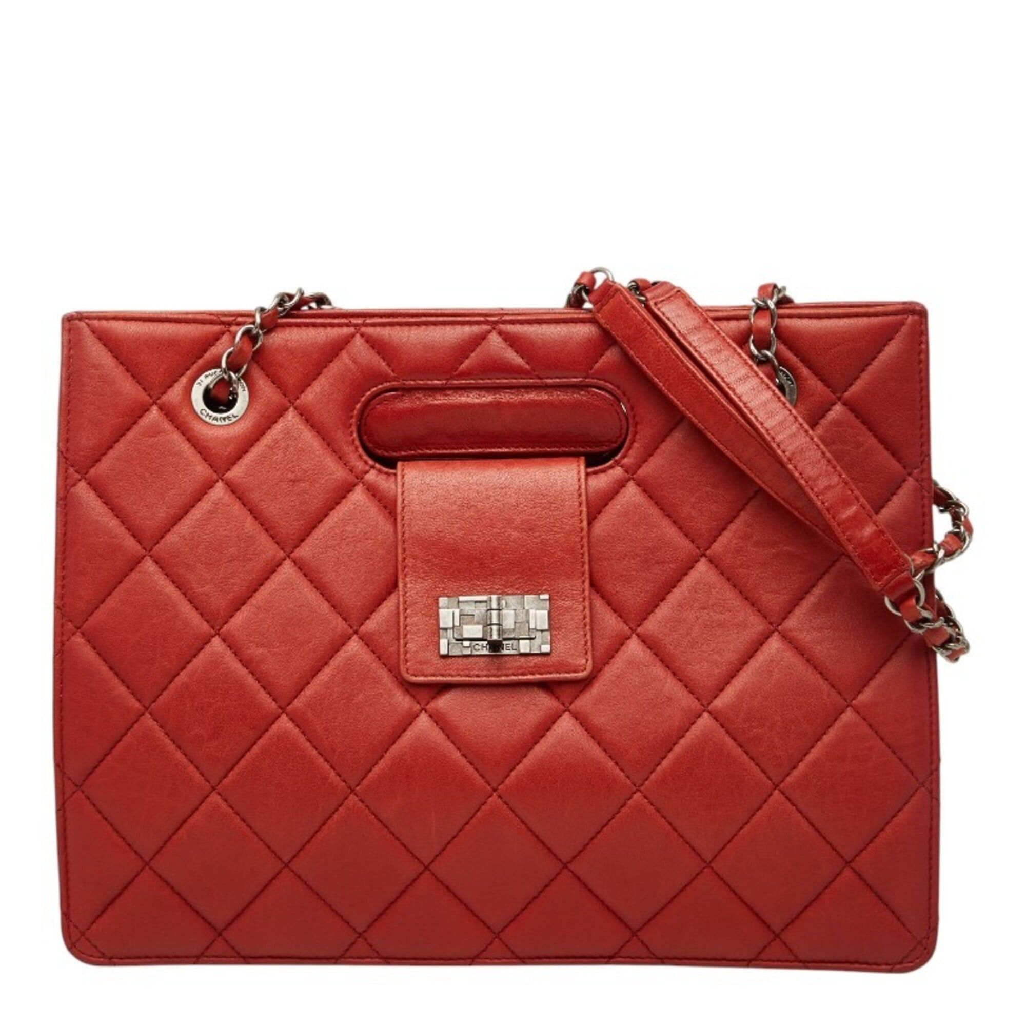 Chanel Chanel 2.55 Coco Mark Matelassé Chain Shoulder Bag Handbag 2WAY Red Leather Women's CHANEL Size ONE SIZE - 1 Thumbnail