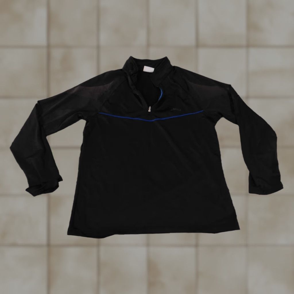 Asics ASICS Sweatshirt Pullover Mens M Black 1/4 Zip Stretch Logo Mock Neck Knit Cotton Polyester Warm Sports Fashion Mens Regular Slimmed Size US M / EU 48-50 / 2 - 1 Thumbnail