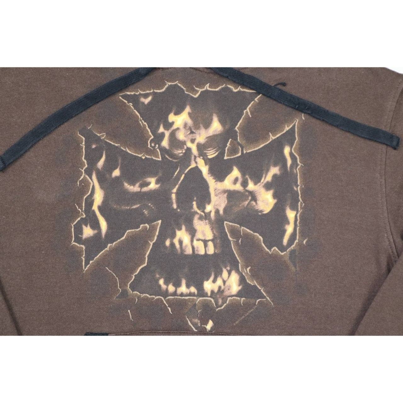 Vintage Vintage ODM Men's M Skull Hoodie Grunge Y2K Brown Cotton Size US M / EU 48-50 / 2 - 4 Thumbnail