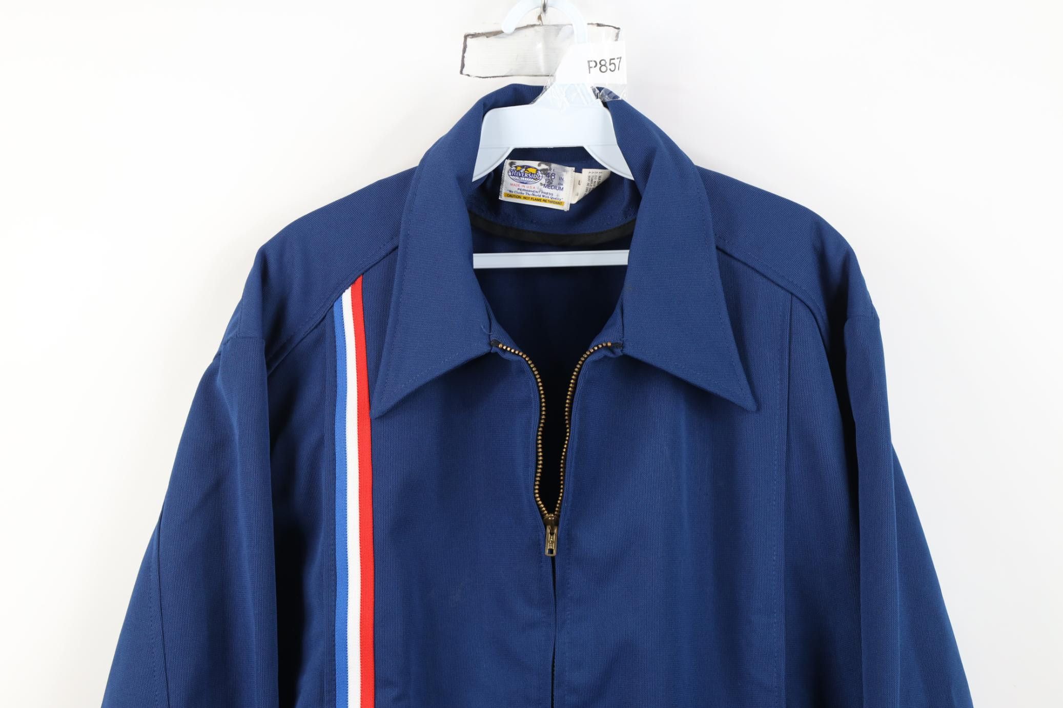 Vintage Vintage 70s Streetwear Back Knit Bomber Jacket Blue USA Size US XXL / EU 58 / 5 - 2 Thumbnail
