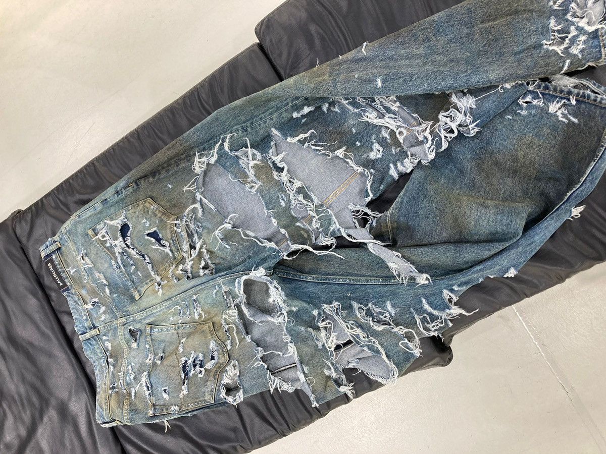 Balenciaga o1w1db10525 Super Destroyed Baggy Jeans Pant in Blue Size US 30 / EU 46 - 10 Thumbnail