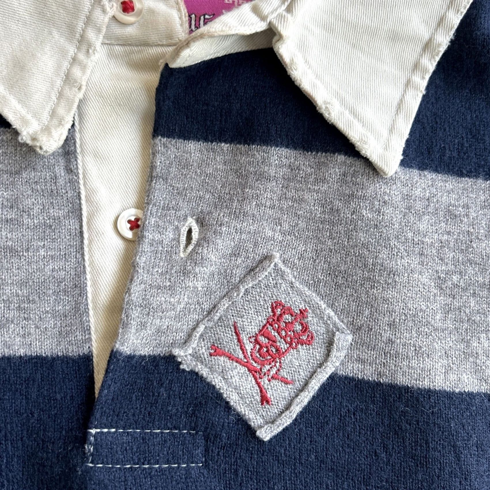 Vintage VINTAGE Y2K Button Up Polo 2XL Blue & Gray Wool Long Sleeve Women’s Size XXL / US 16-18 / IT 52-54 - 2 Thumbnail