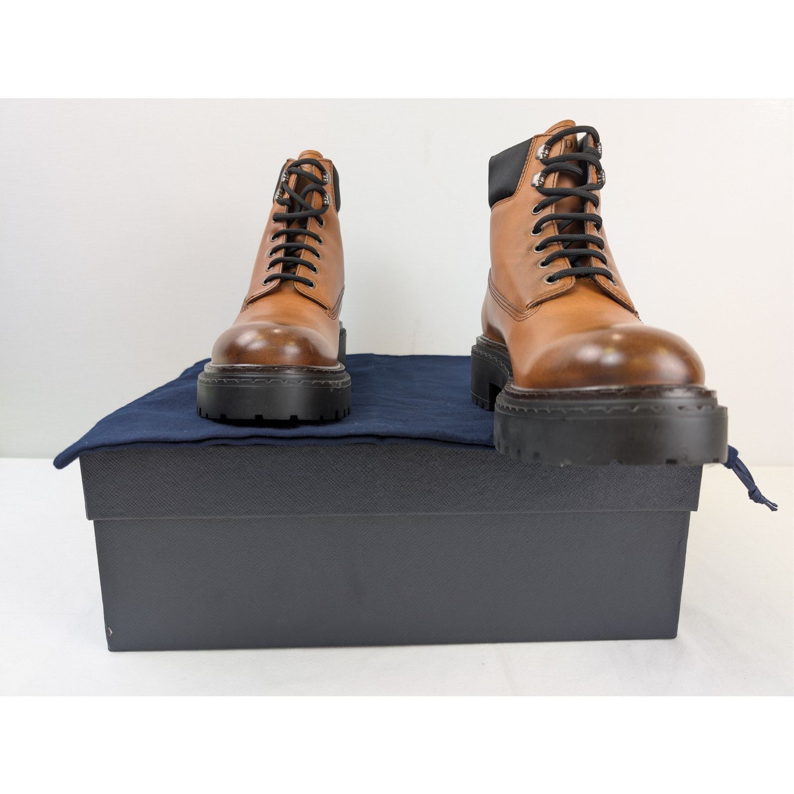Prada o1rshd1 leather and recycled nylon ankle boots in Cognac Size US 11.5 / EU 44-45 - 19 Thumbnail