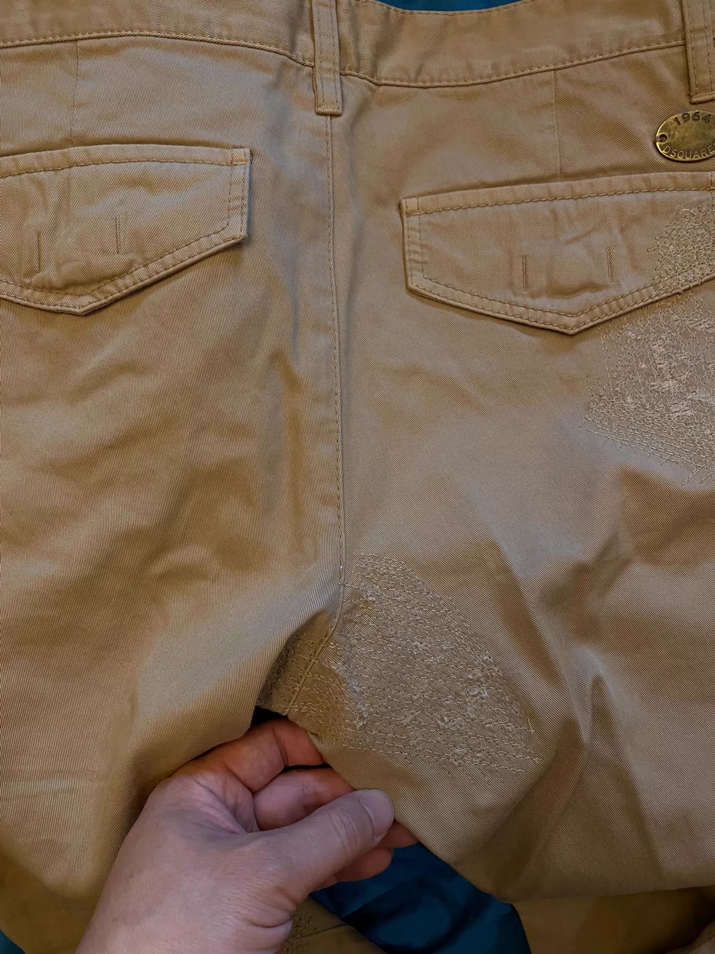 Dsquared2 DSQUARED2 Khaki Heavyweight Patchwork Denim Pants Size US 30 / EU 46 - 8 Thumbnail