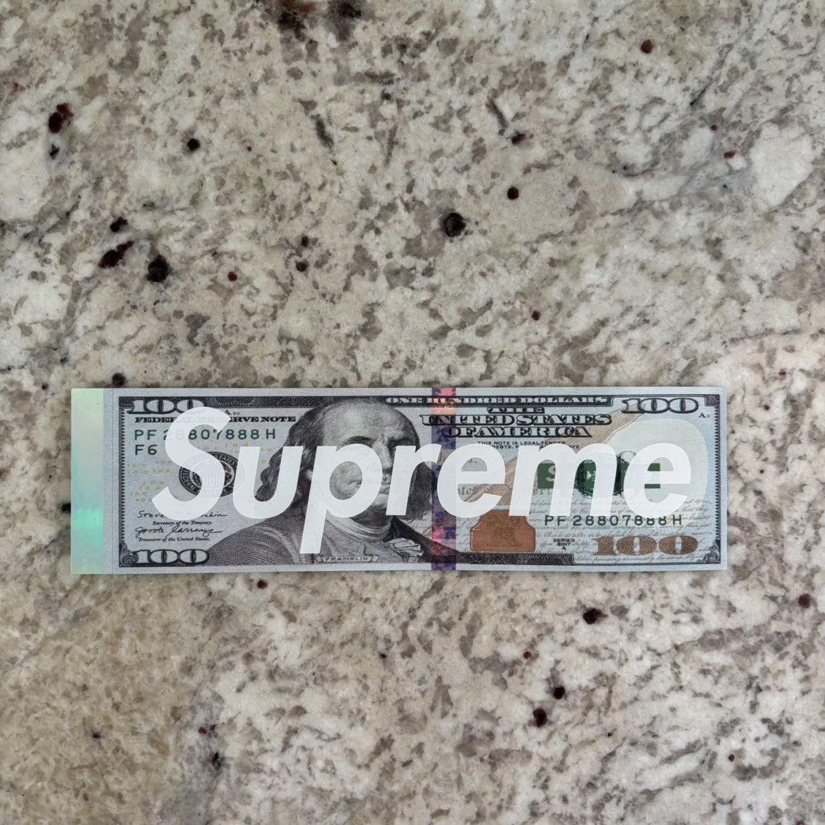 Supreme Supreme Money Ben Franklin $100 Dollar Bill Box Logo Sticker Size ONE SIZE - 1 Thumbnail