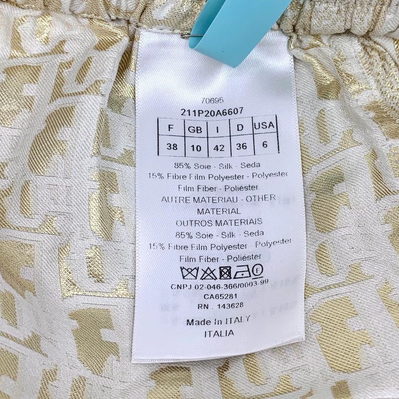 Dior Dior Gold logo jacquad full-printed mulberry silk casual s Size 25" / US 0 / IT 36 - 7 Thumbnail