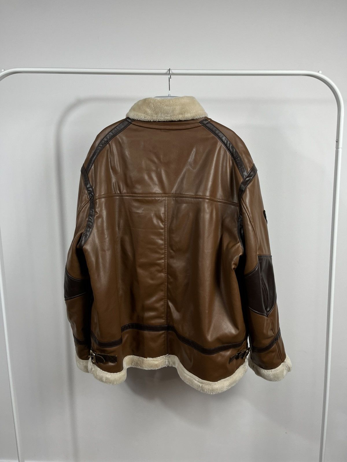 Leather × Vintage Vintage Shearling Aviator Jacket Brown Leather Lined YKK Zip Size US XXL / EU 58 / 5 - 9 Thumbnail