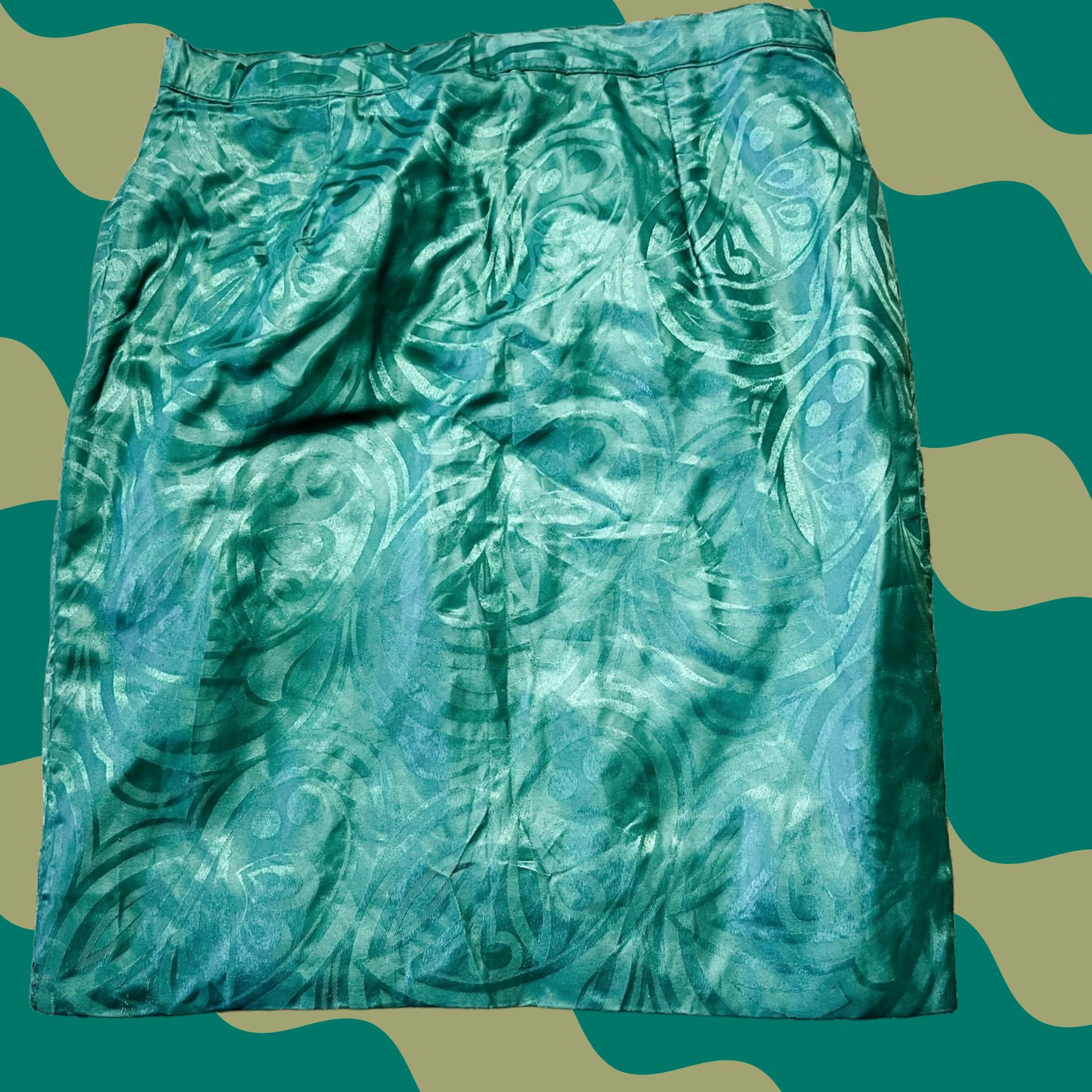 Vintage VINTAGE 90's Green Paisley Print Tennis Golf Skirt 34 Skirt Women's Midi Green Paisley Print 90s Vintage Women Mens Girls Size 24" / US 00 / IT 34 - 1 Thumbnail