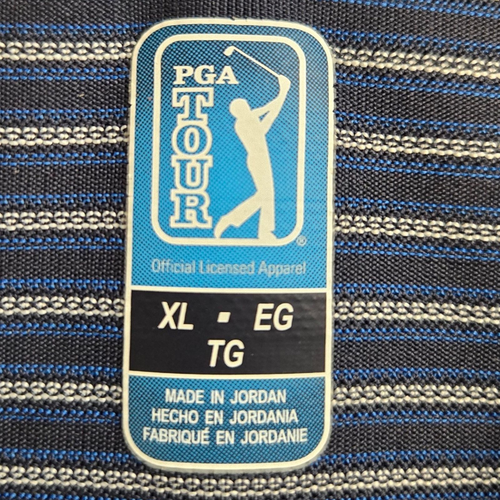 PGA Tour PGA Tour Blue Striped Golf Polo Size XL Size US XL / EU 56 / 4 - 3 Thumbnail
