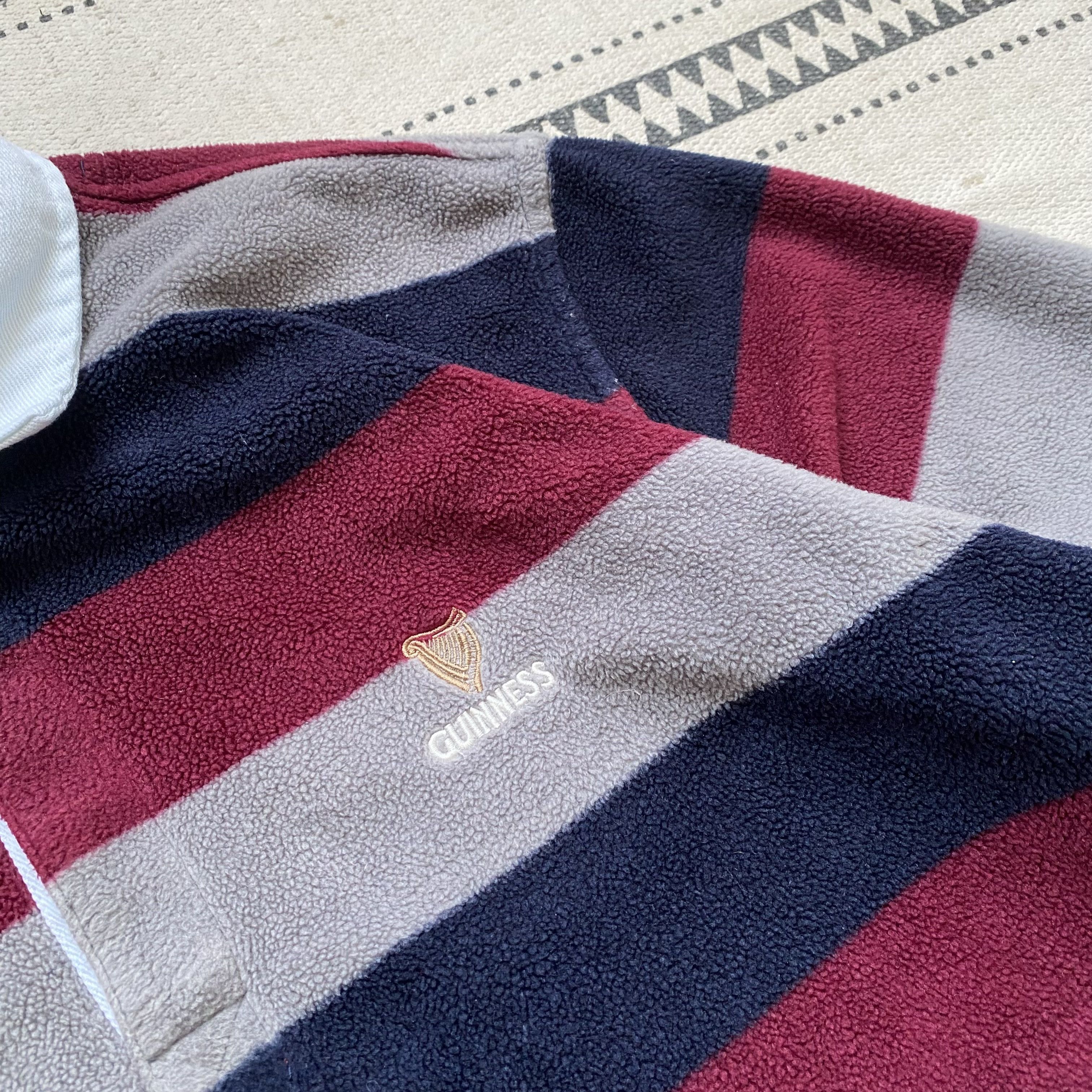Cotton Traders 🍺 Vintage Guinness Fleece Striped England Rugby Shirt Size US XL / EU 56 / 4 - 4 Thumbnail