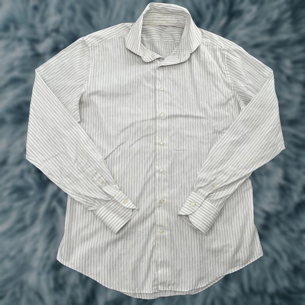 Suitsupply Vintage Suitsupply Shirt Men's Large White Gray Button-Up Long Sleeve Cotton Classic City 90s Size US L / EU 52-54 / 3 - 1 Thumbnail
