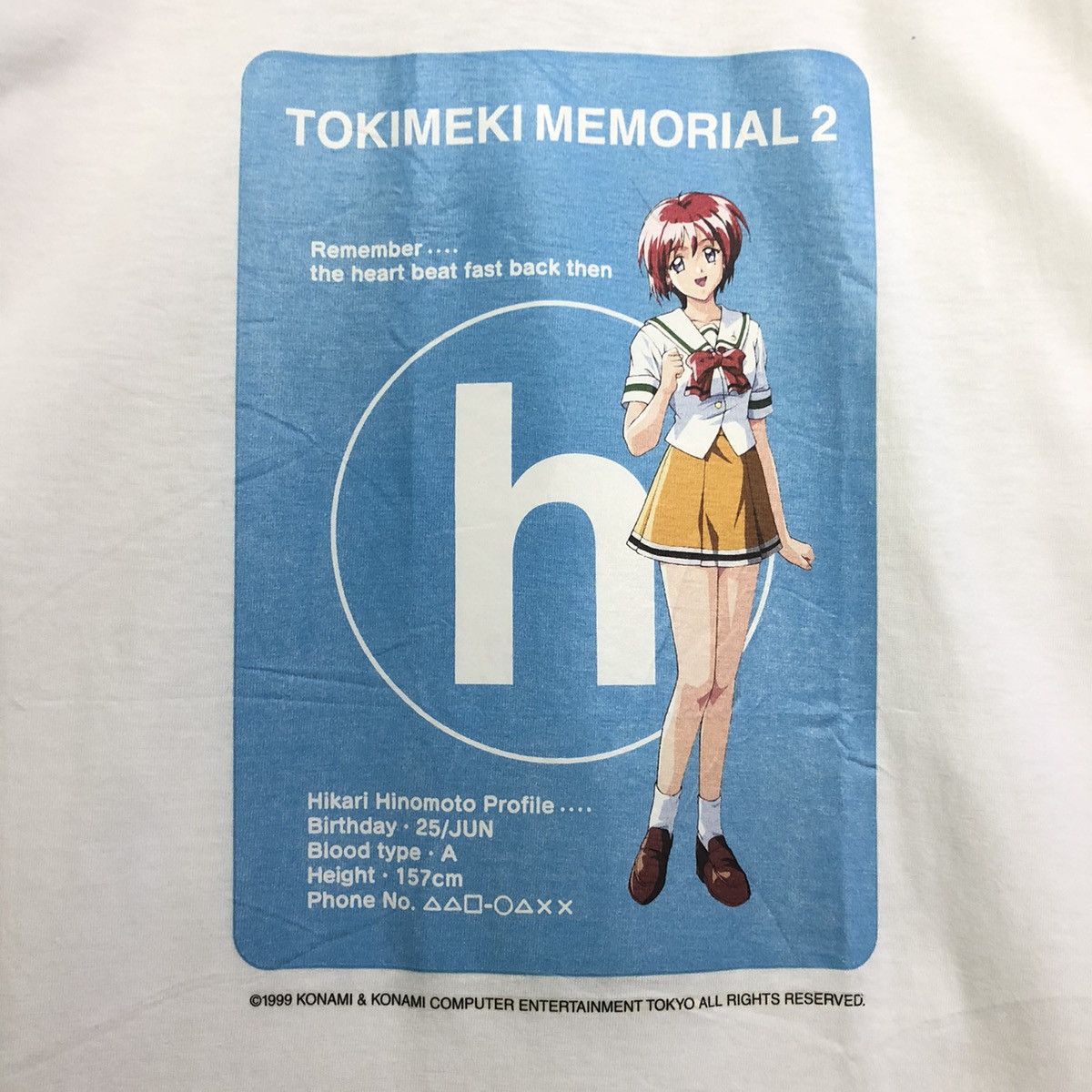 Anime Tokimeki Memorial Vintage 99 Hikari Hinomoto Game Tshirt Size US M / EU 48-50 / 2 - 3 Thumbnail