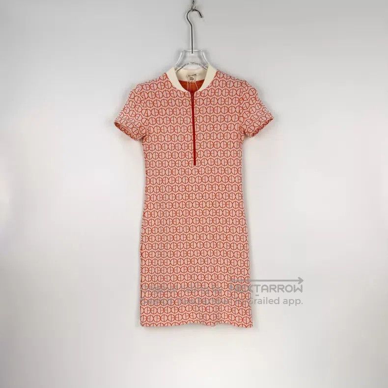 Hermes Hermes Orange Full Logo Short-sleeve Knit Dress Size XXS / US 00 / IT 34 - 3 Thumbnail