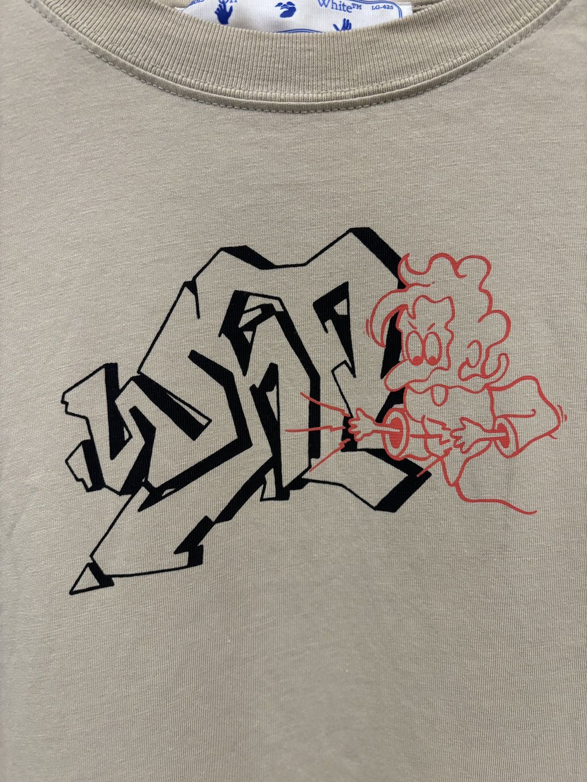 Off-White Off-White Graffiti Logo Shirt Tan Size: M Size US M / EU 48-50 / 2 - 2 Thumbnail