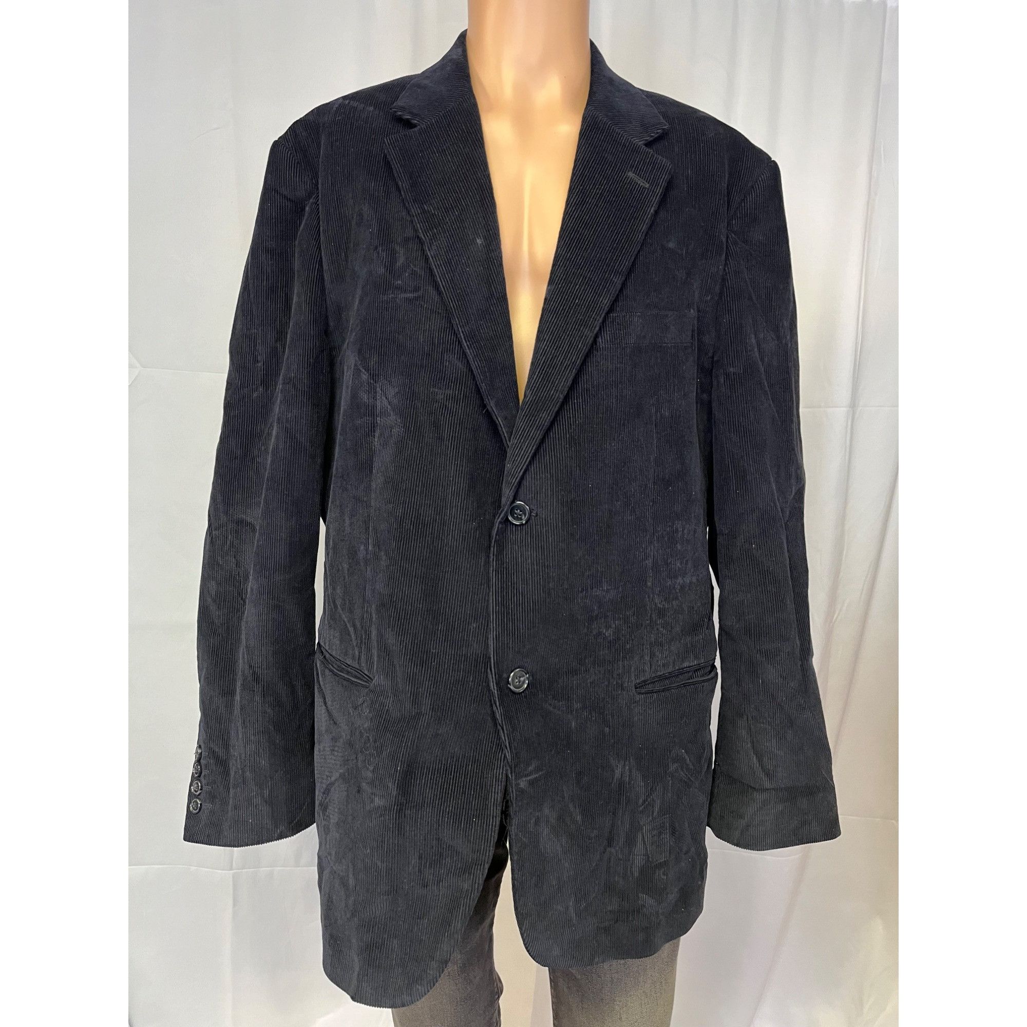 Tasso Elba Tasso Elba Mens Black Conduroy Blazer Coat Size XL SKU 6808 Size 50R - 1 Thumbnail