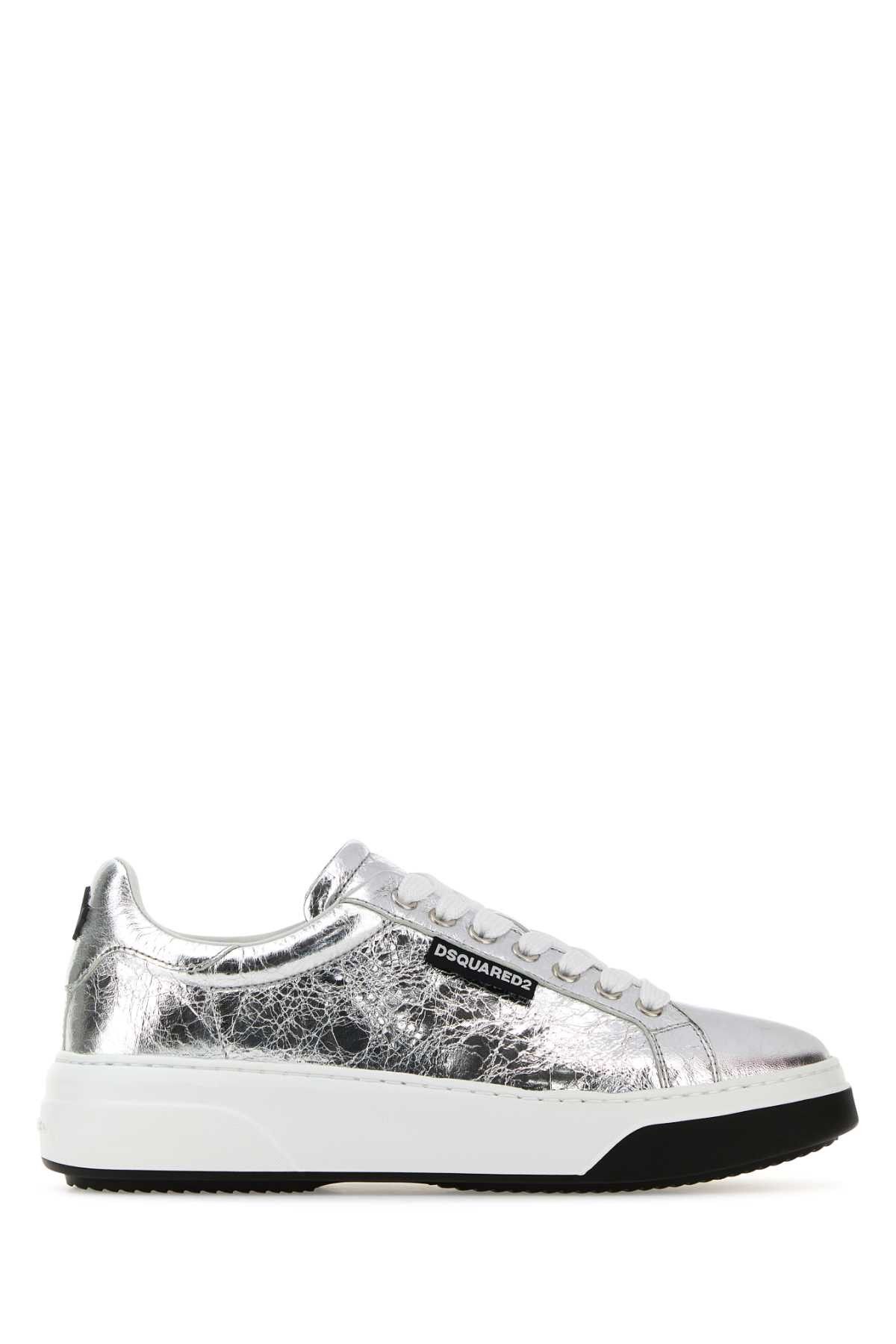 image of Dsquared2 Silver Leather Bumper Sneakers, Women's (Size 6)