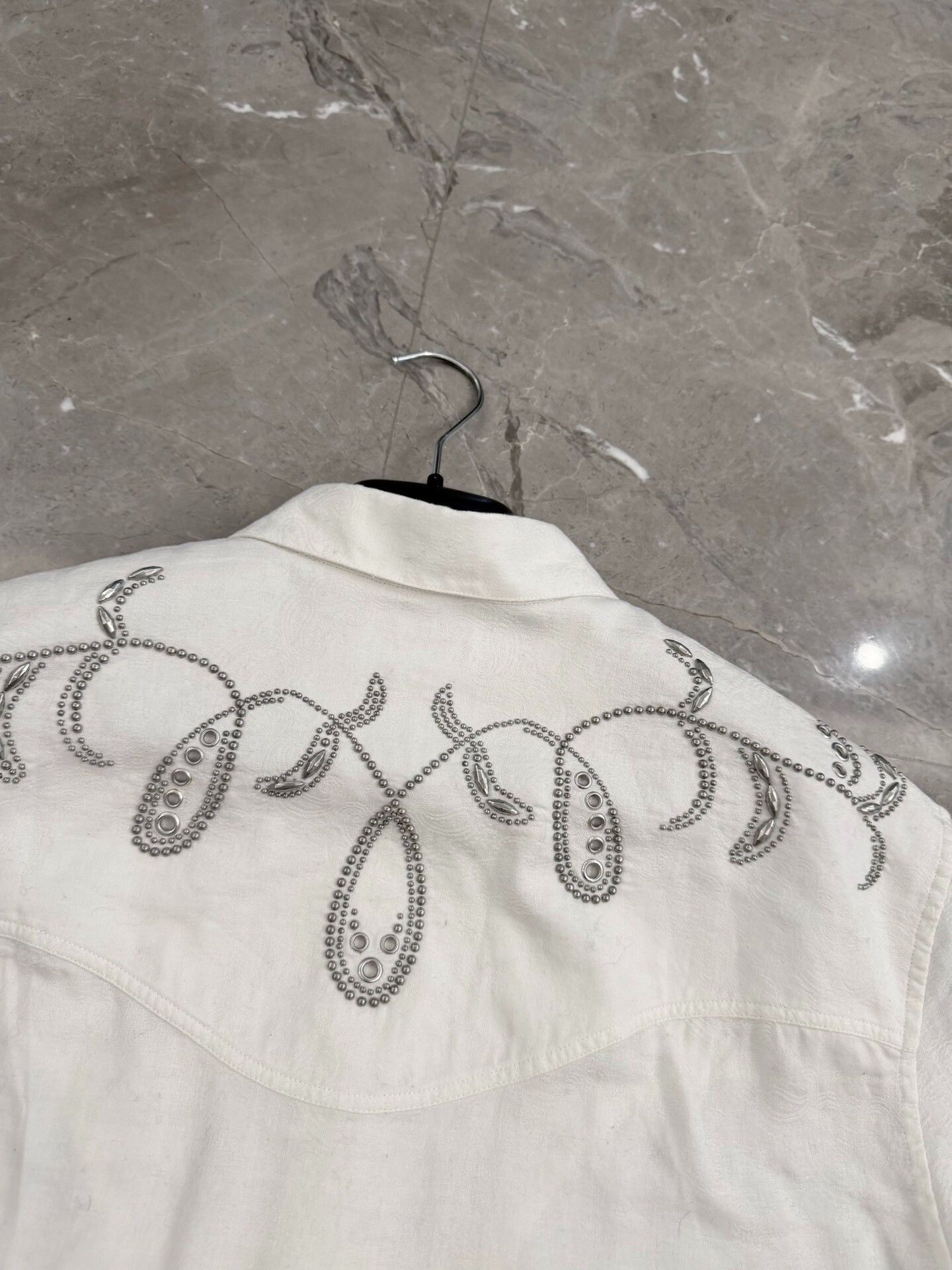 Saint Laurent Paris Saint Laurent White Embroidered Short-Sleeve Shirt Size US XXS / EU 40 - 4 Thumbnail