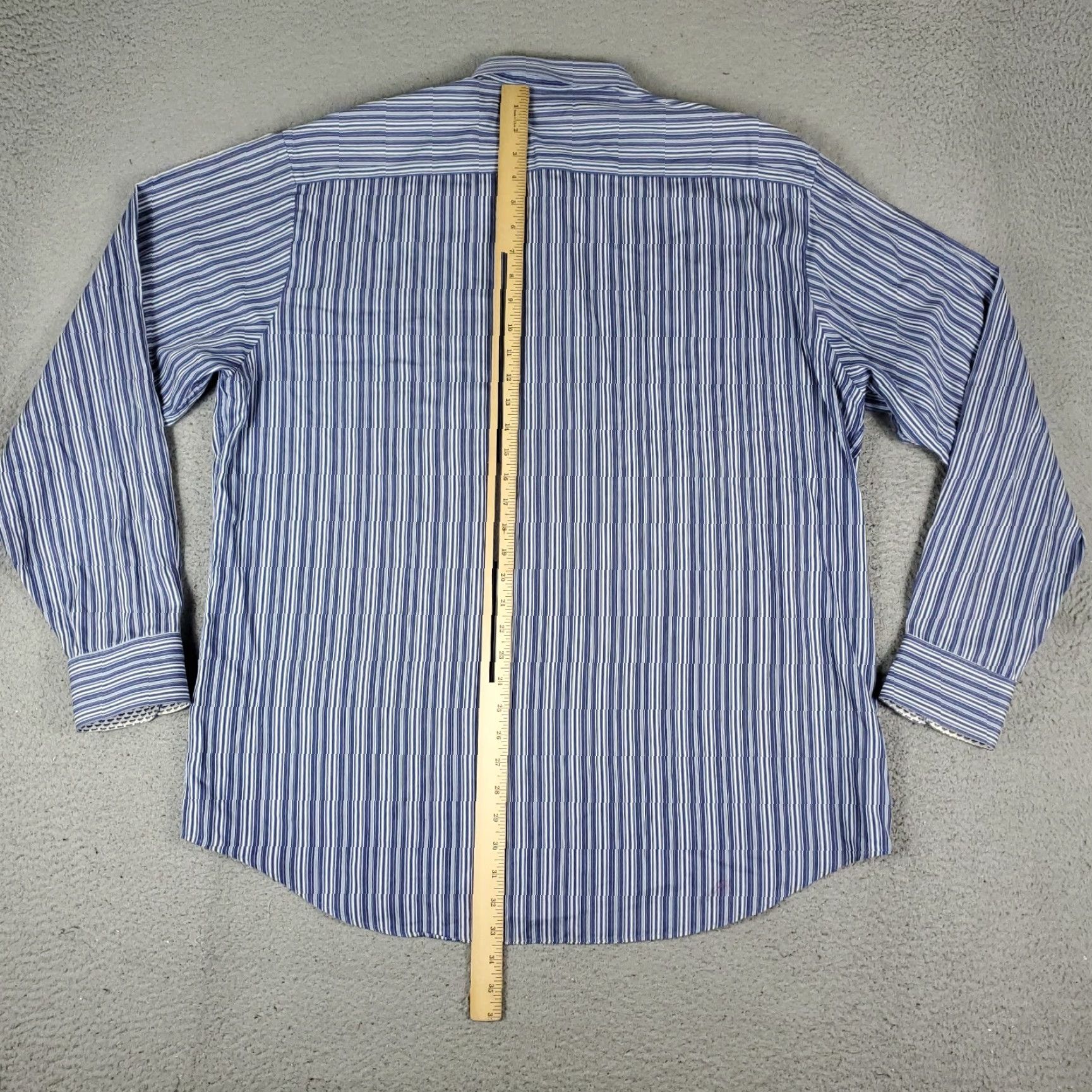 BUGATCHI Bugatchi Uomo Shirt Mens 2XL Blue Striped Classic Fit Button Up Long Sleeve Size US XXL / EU 58 / 5 - 4 Thumbnail