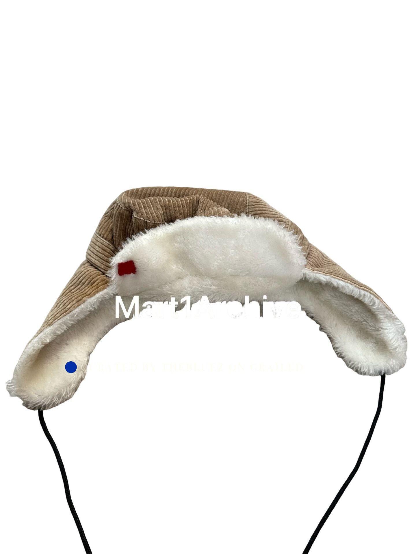 Walter Van Beirendonck Beige Corduroy Trapper Hat with Faux Fur Lining Size ONE SIZE - 1 Thumbnail