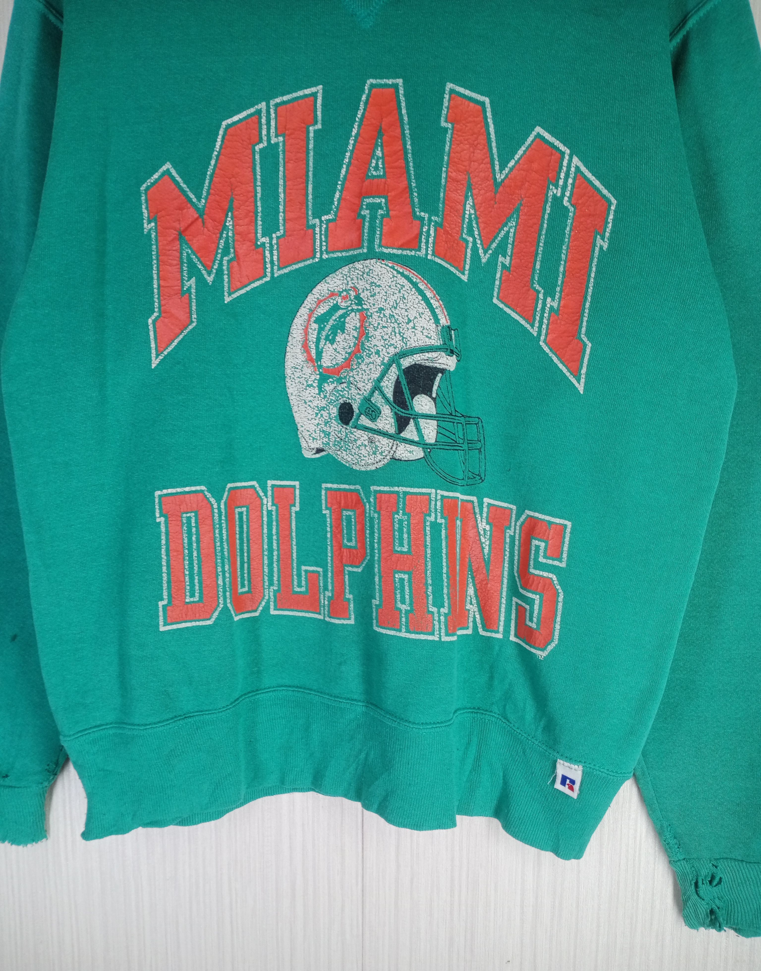 NFL Vintage 80s Distressed Miami Dolphins NFL Sweatshirt Size US S / EU 44-46 / 1 - 2 Thumbnail