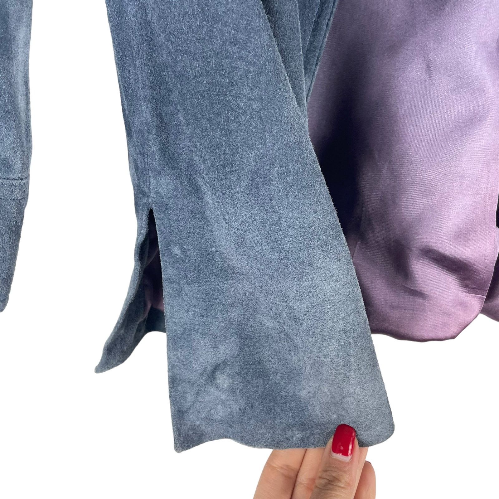 Armani Collezioni Classiques Entier Suede Jacket Button Front Blue Size L Size L / US 10 / IT 46 - 9 Thumbnail