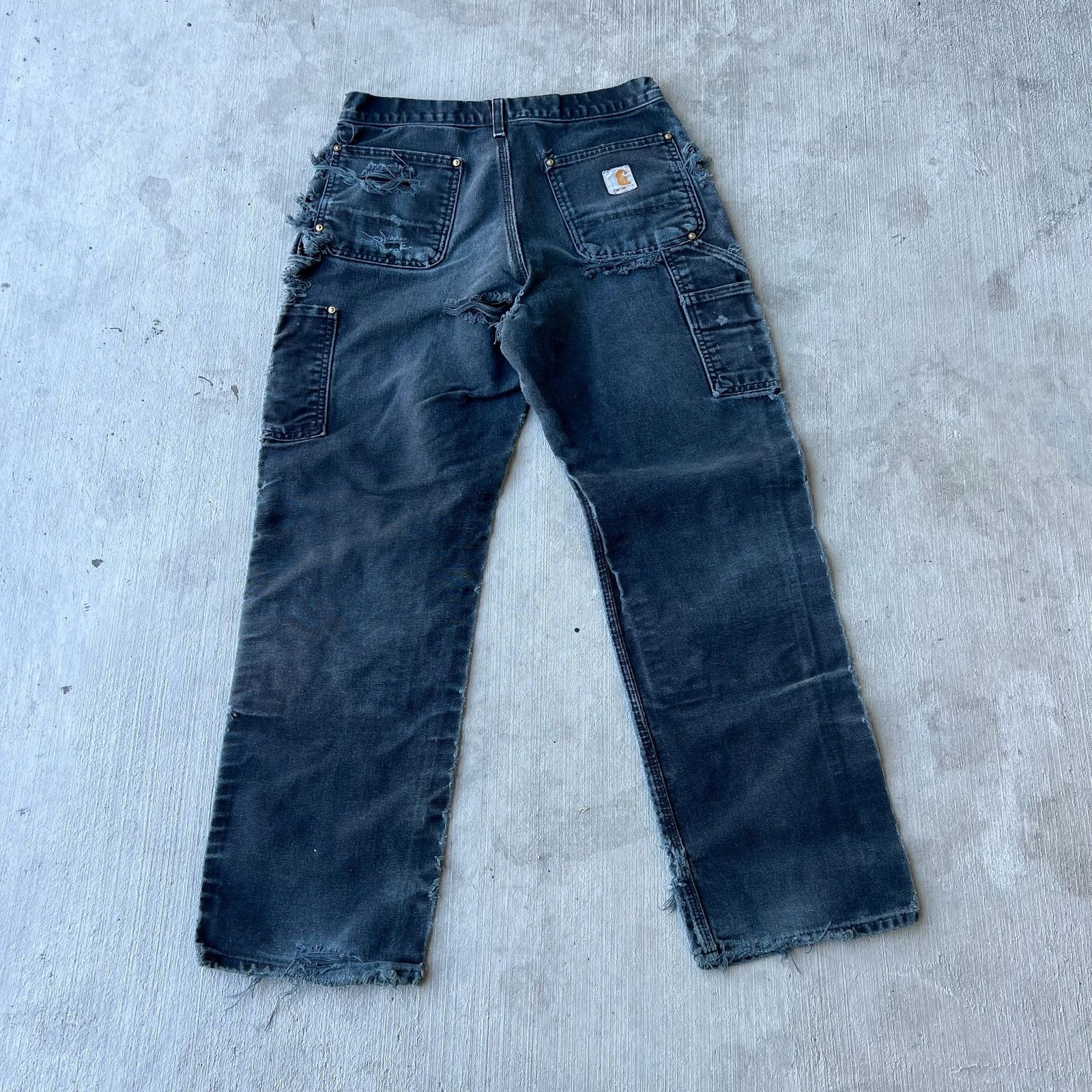 Carhartt × Vintage Carhartt black faded double knee work wear carpenter pants Size US 29 - 3 Thumbnail